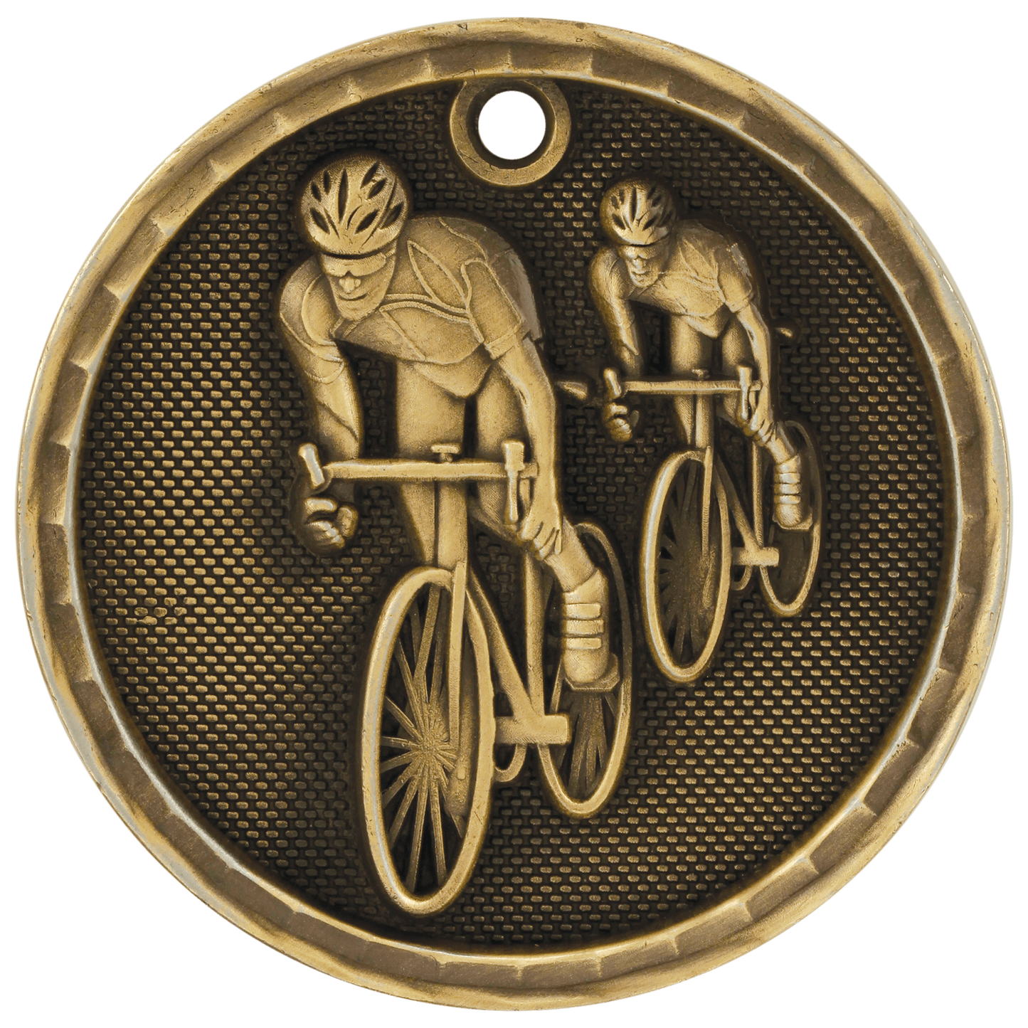 2" Antique Gold 3D Bicycling Medal