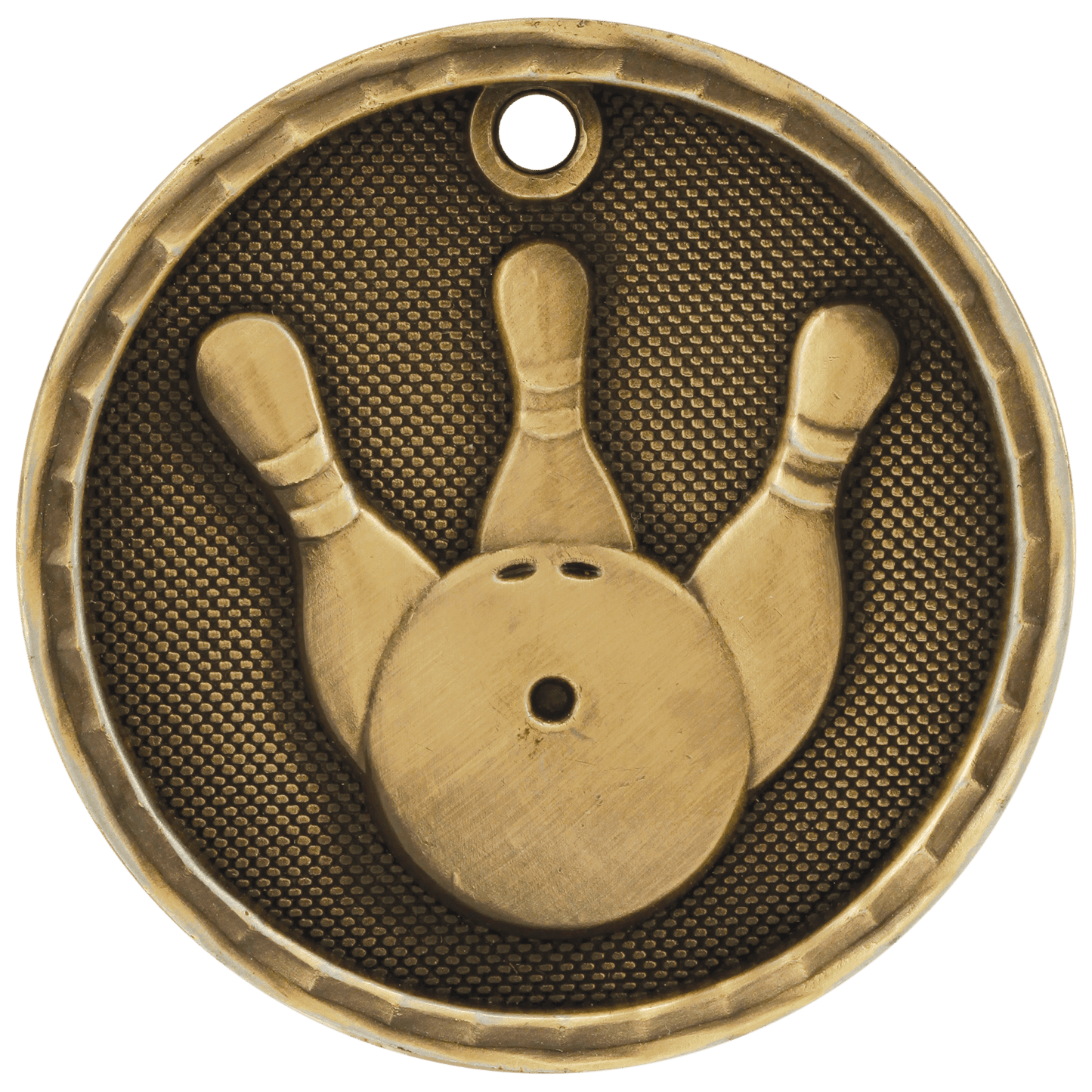 Antique Gold 3D Bowling Medal - 2"