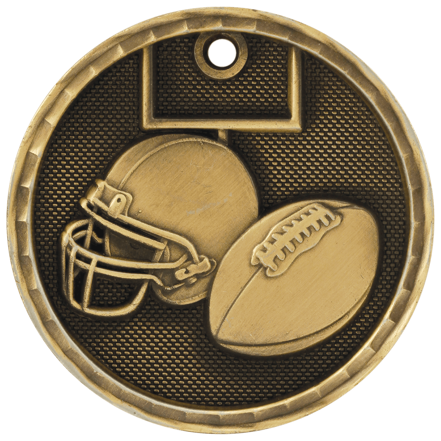 Antique Gold 3D Football Medal - 2"