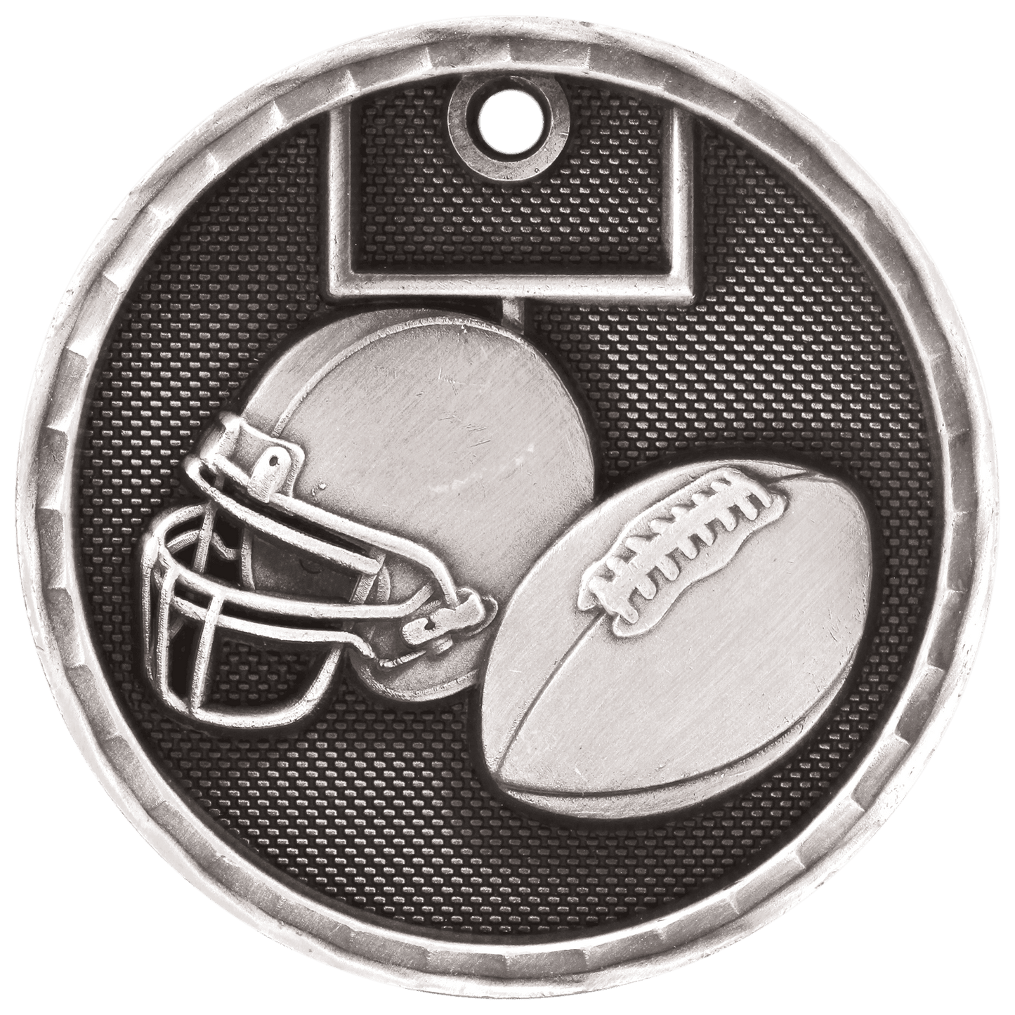 Antique Silver 3D Football Medal - 2"