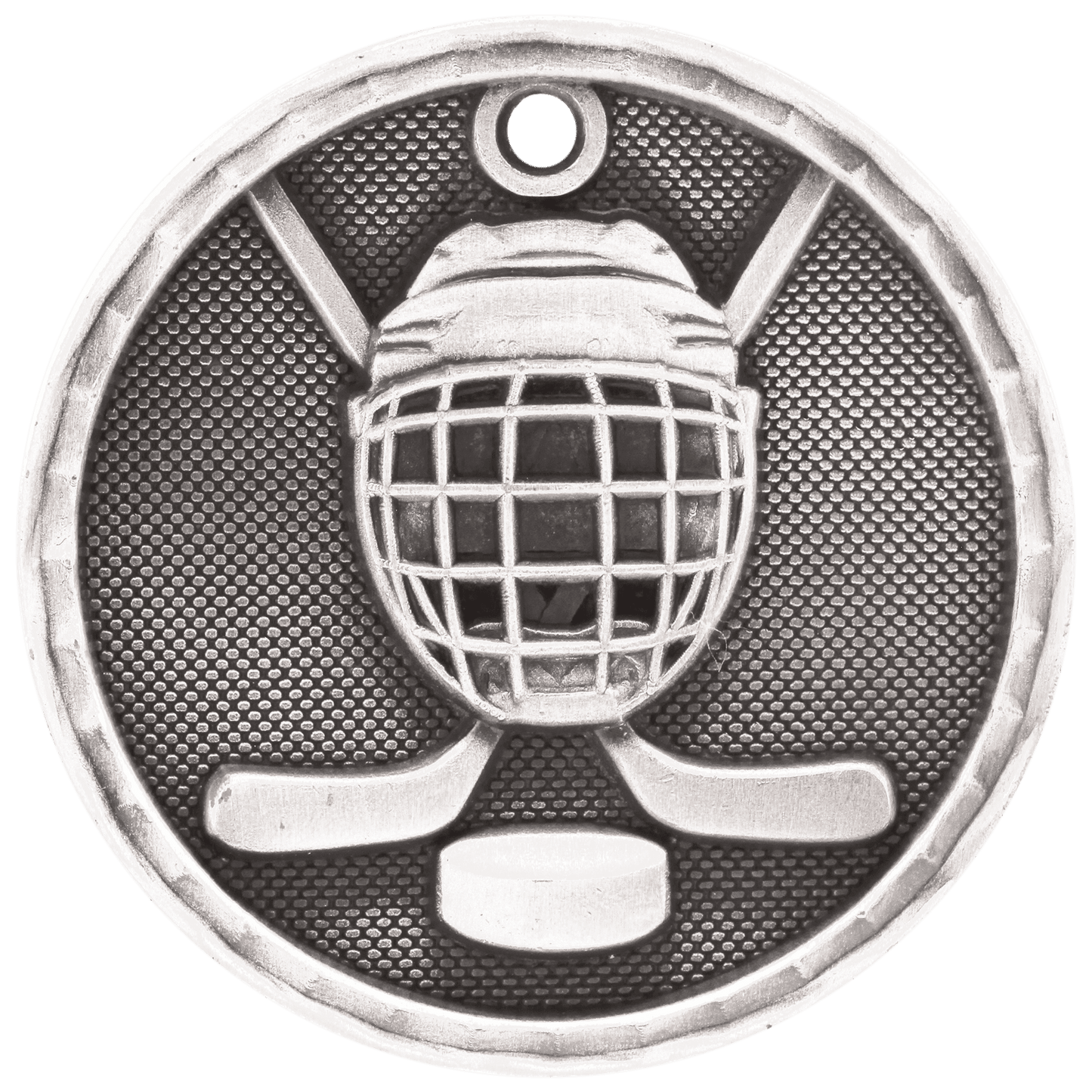 Antique Silver 3D Hockey Medal - 2"