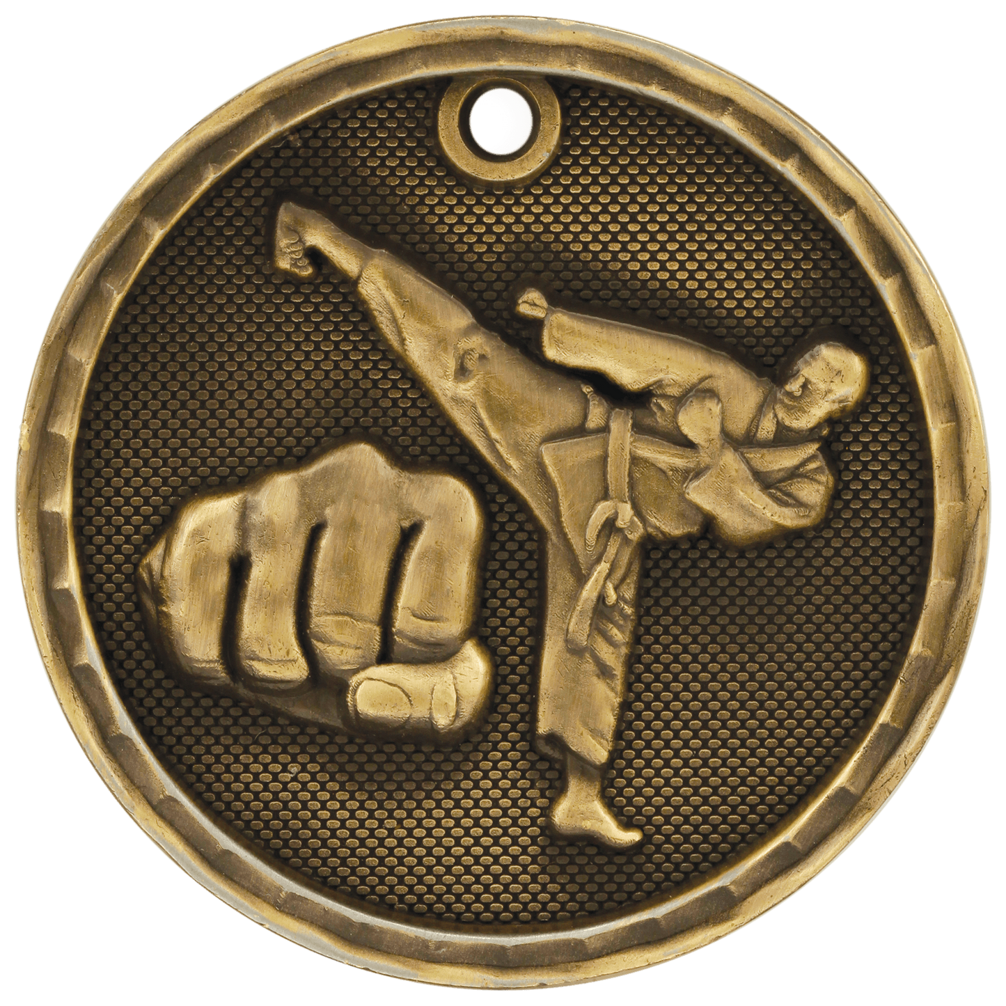 Antique Gold 3D Martial Arts Medal - 2"