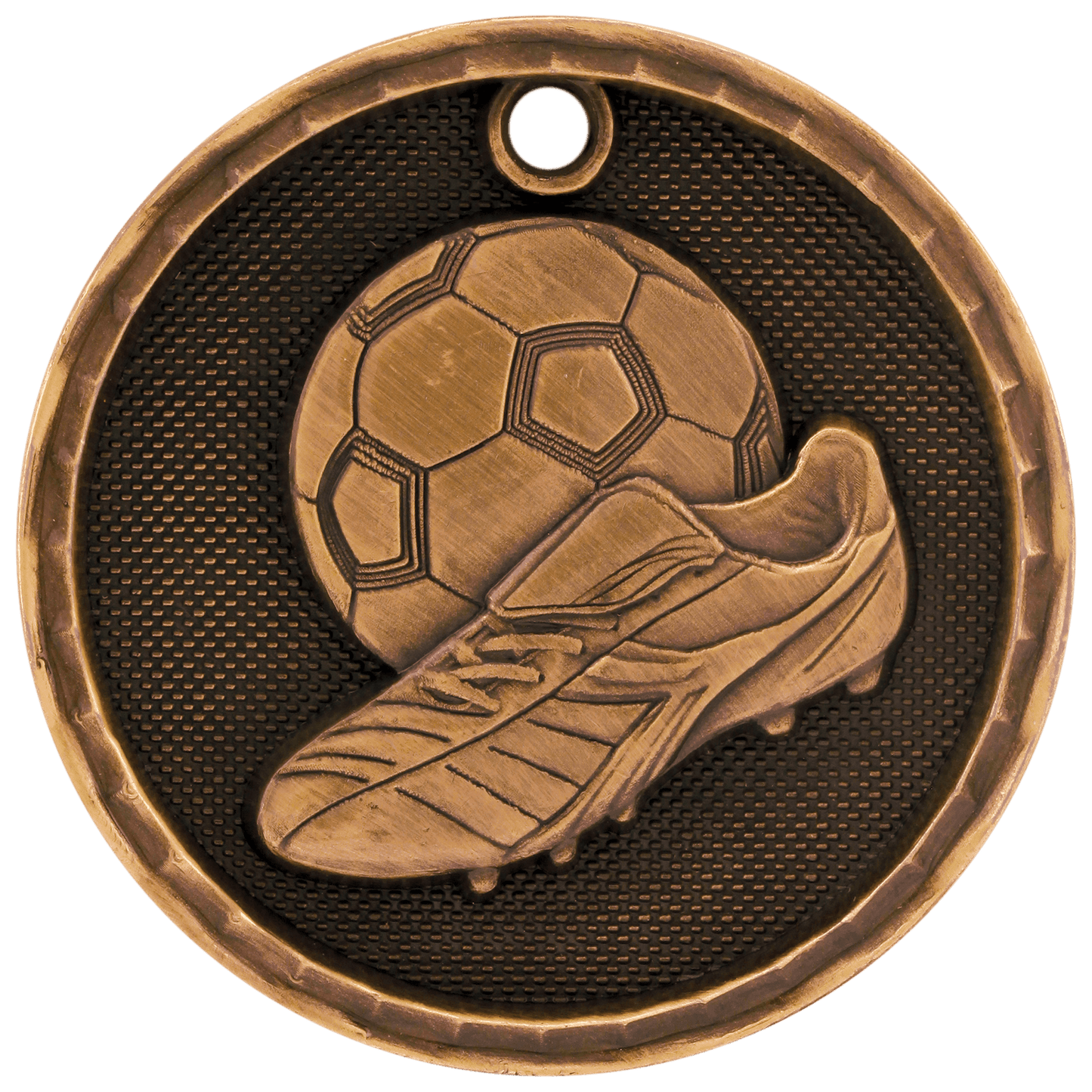 Antique Bronze 3D Soccer Medal - 2"