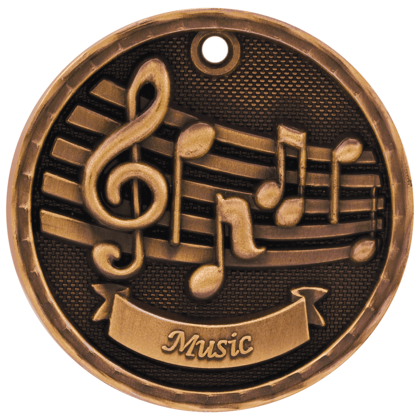 2" Antique Bronze 3D Music Medal