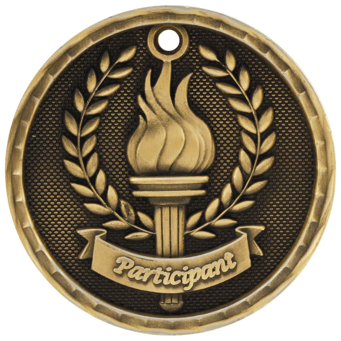 Antique Gold 3D Participant Medal - 2"