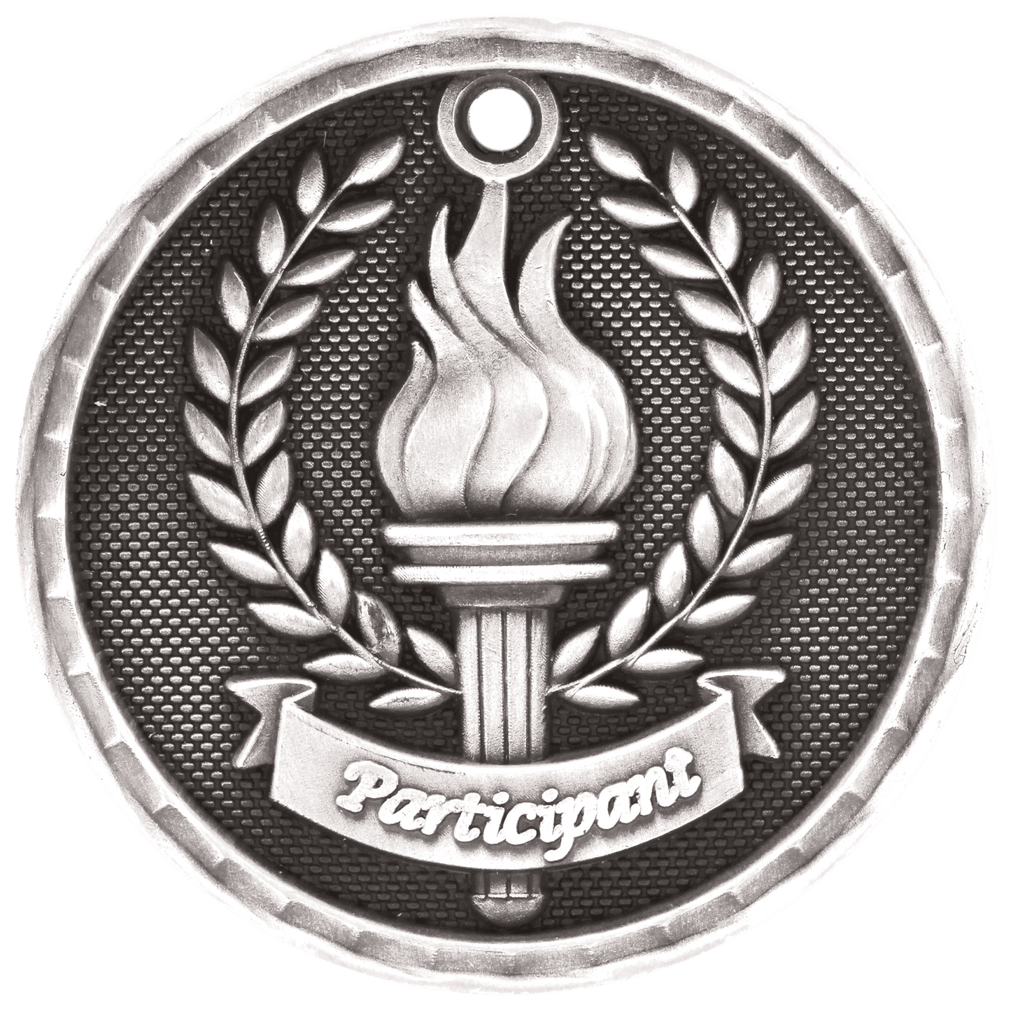 Antique Silver 3D Participant Medal - 2"