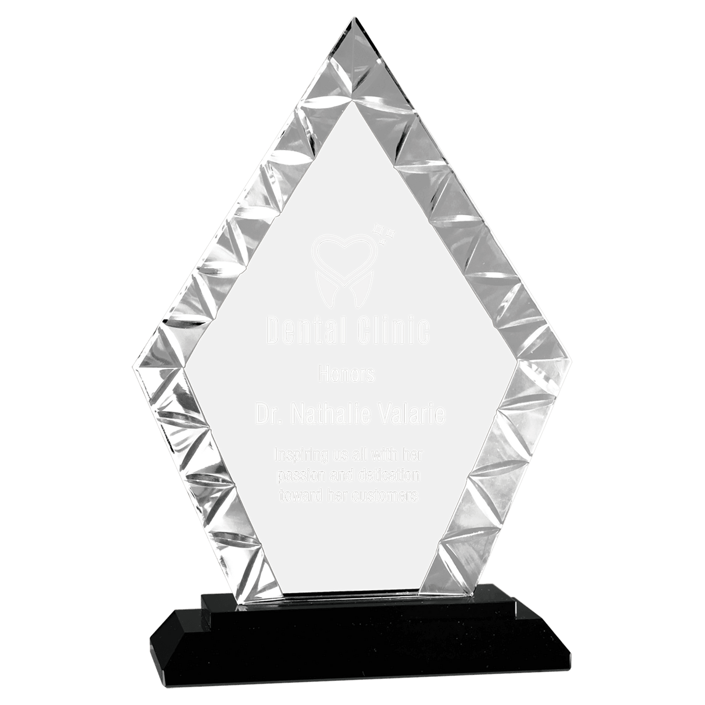 Diamond Accent Glass on Black Base - 7 1/2"