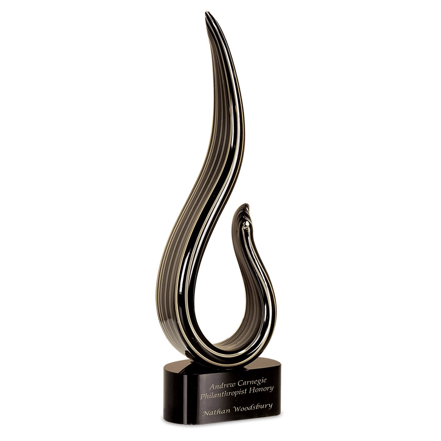 Black & Gold Curve Art Glass - 15"