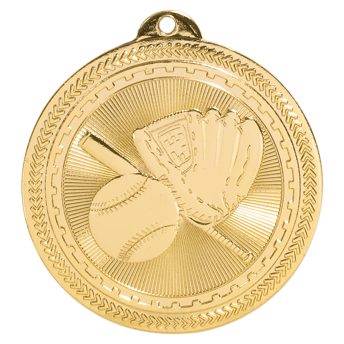Bright Gold Baseball/Softball Engravable BriteLazer Medal - 2"