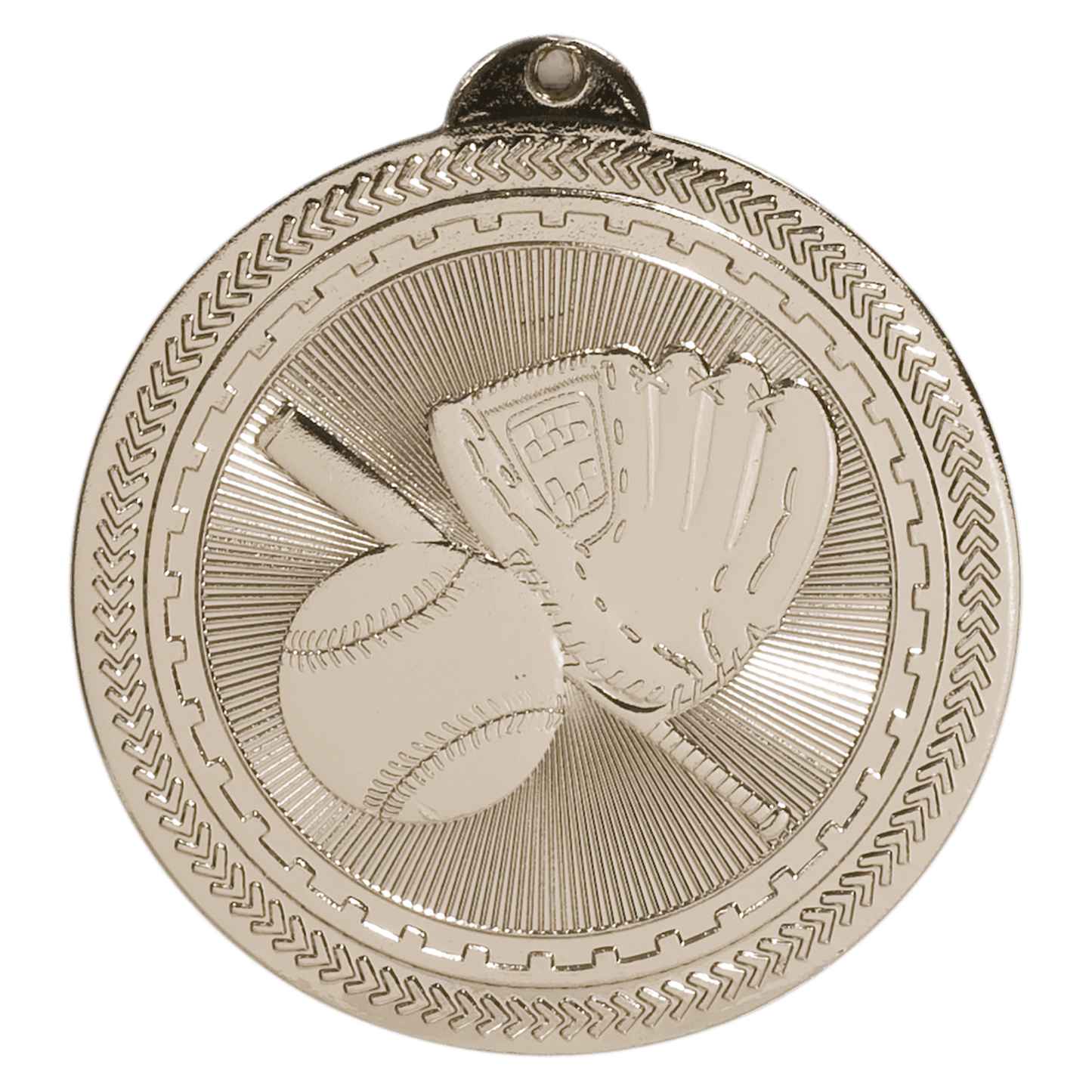 Bright Silver Baseball/Softball Engravable BriteLazer Medal - 2"