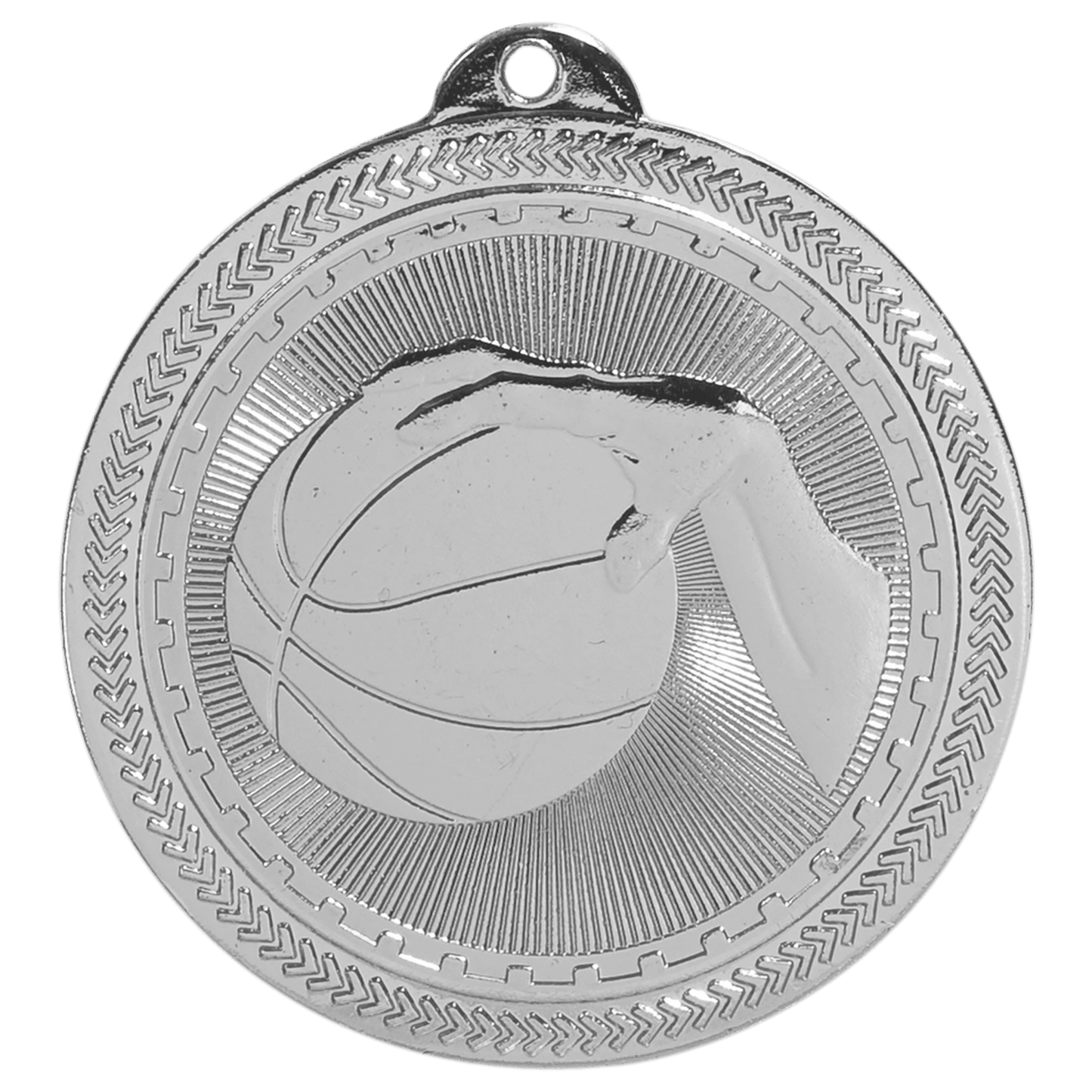 2" Bright Silver Basketball Laserable BriteLazer Medal