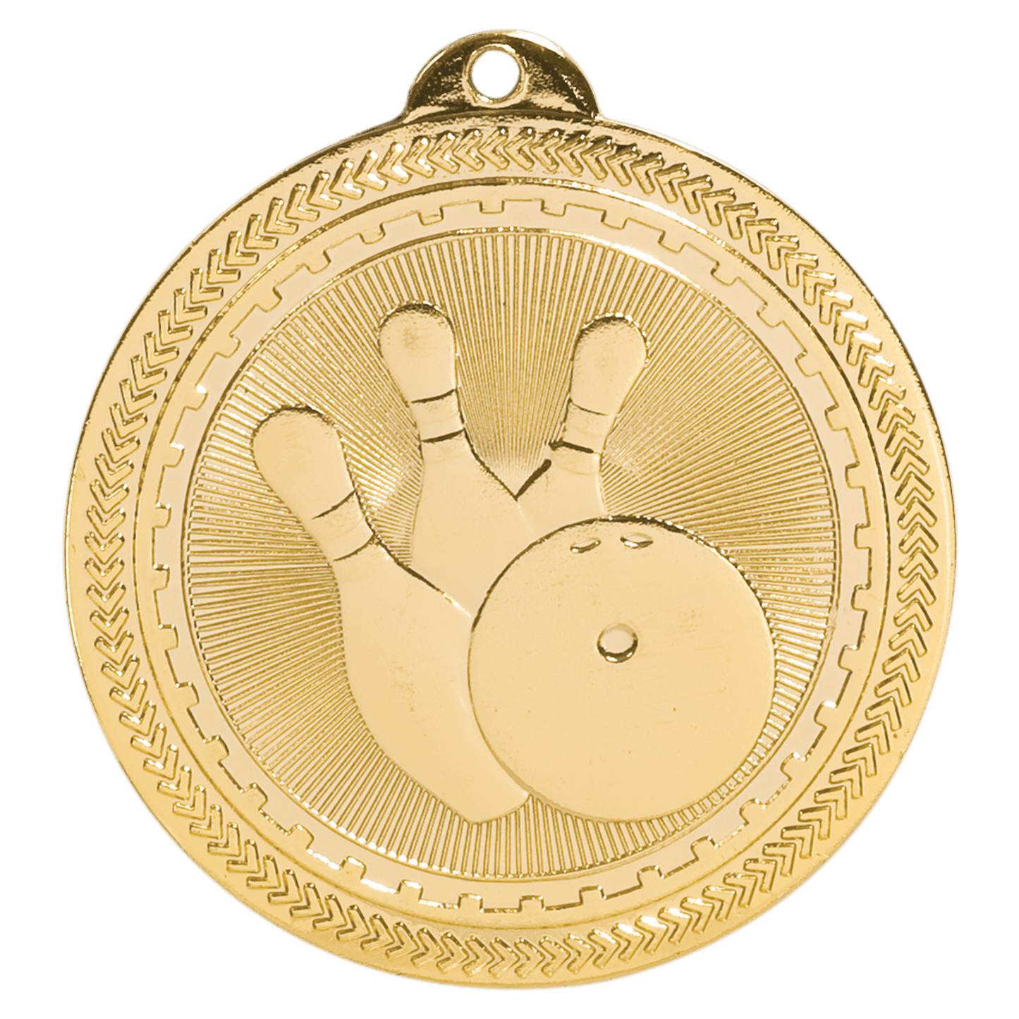 Bright Gold Bowling Engravable BriteLazer Medal - 2"