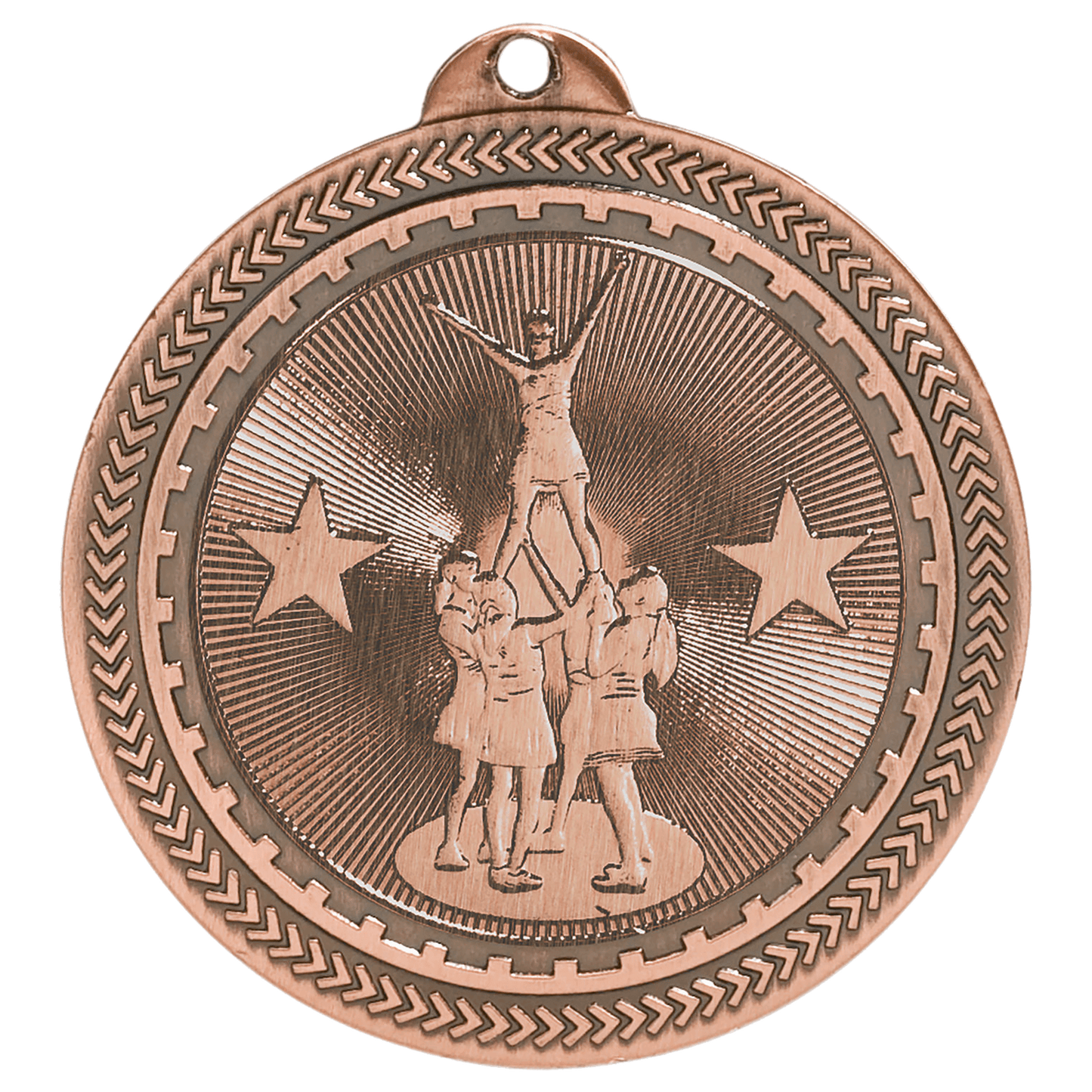 Antique Bronze Competitive Cheer Engravable BriteLazer Medal - 2"
