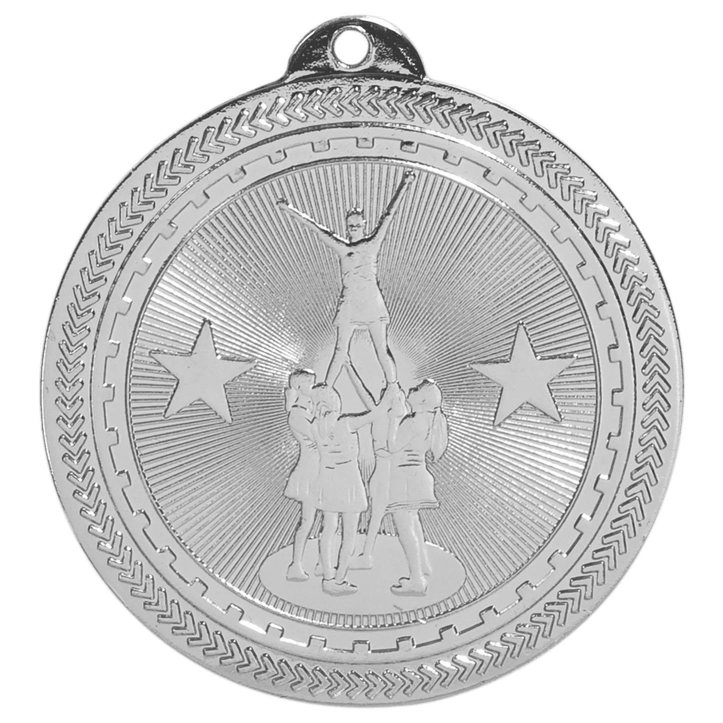 Bright Silver Competitive Cheer Engravable BriteLazer Medal - 2"