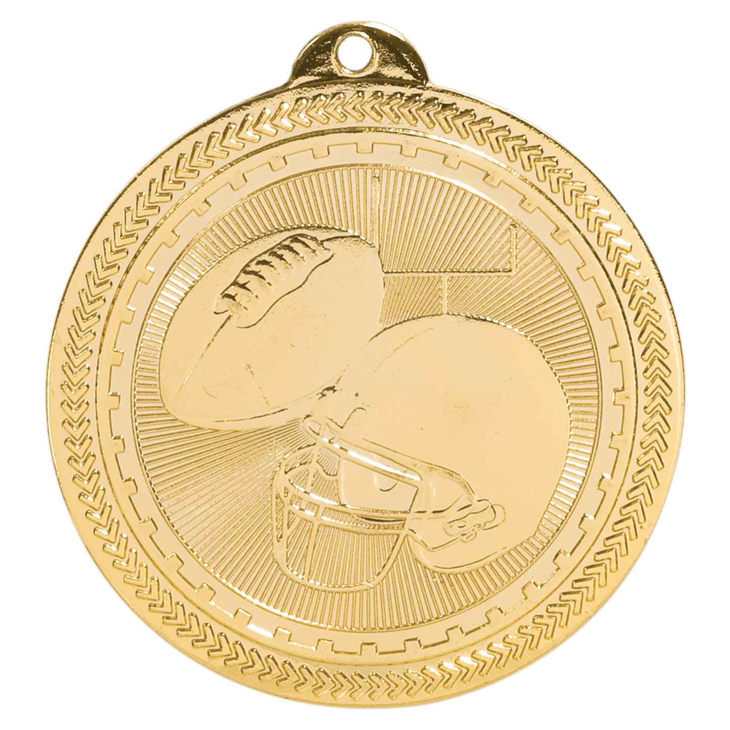 Bright Gold Football Engravable BriteLazer Medal - 2"