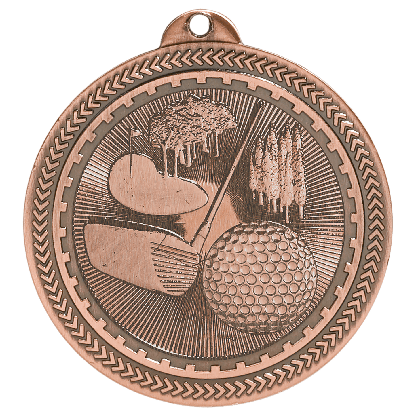 Antique Bronze Golf Engravable BriteLazer Medal - 2"