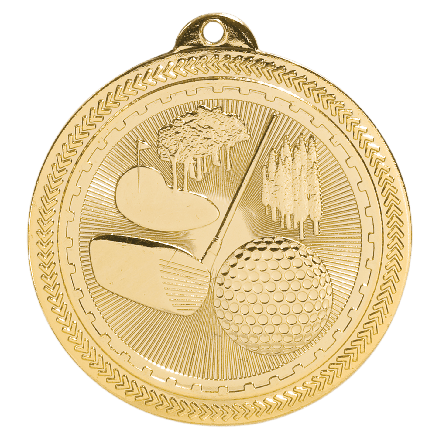 Bright Gold Golf Engravable BriteLazer Medal - 2"