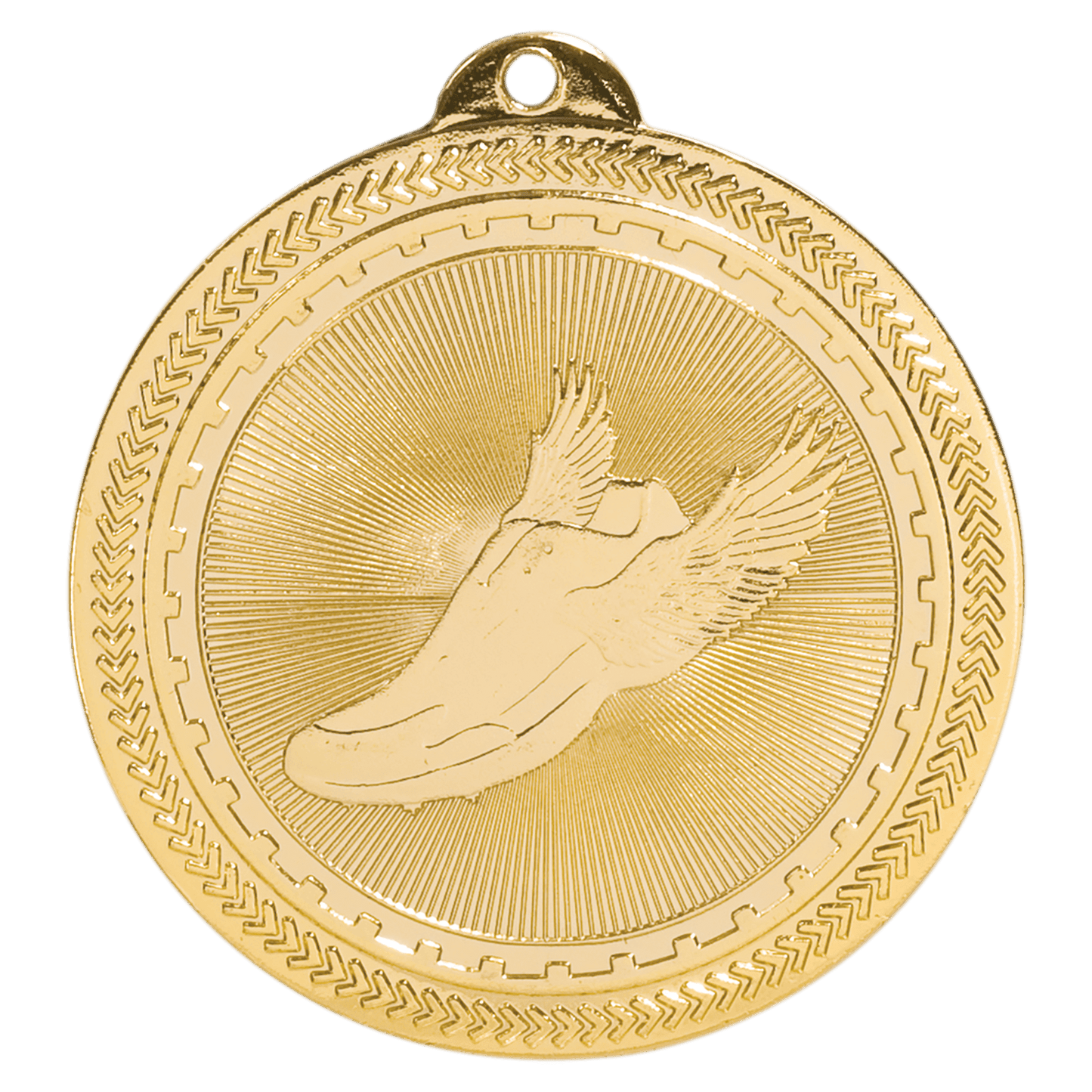 Bright Gold Track Engravable BriteLazer Medal - 2"
