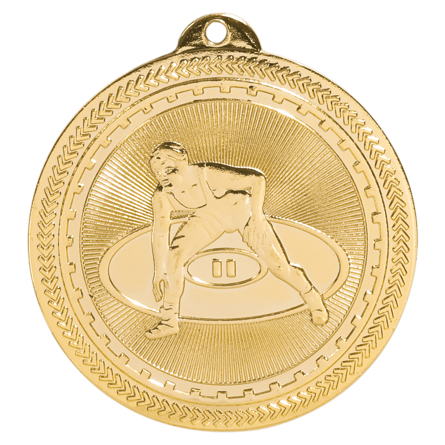Bright Gold Wrestling Engravable BriteLazer Medal - 2"
