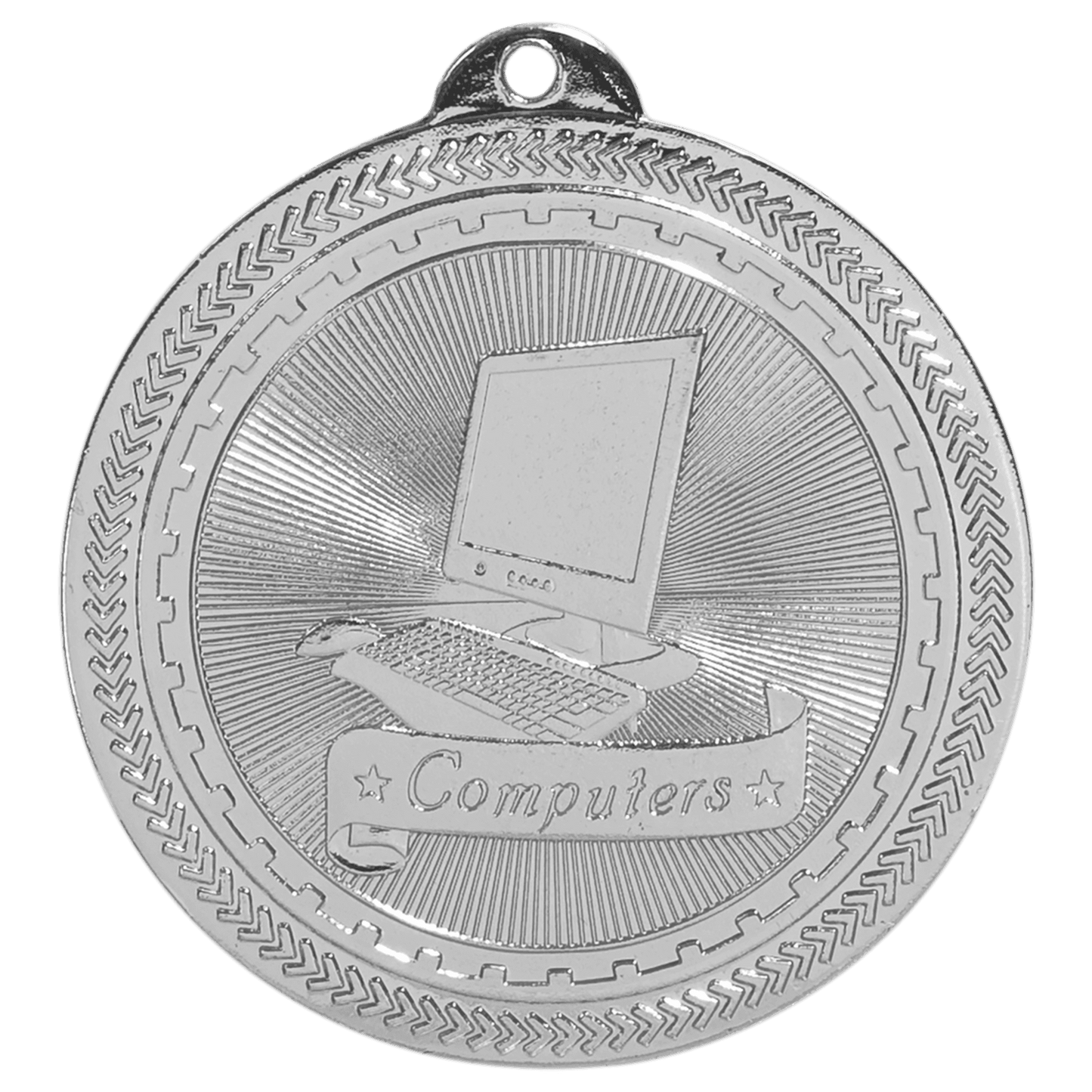 Bright Silver Computers Engravable BriteLazer Medal - 2"