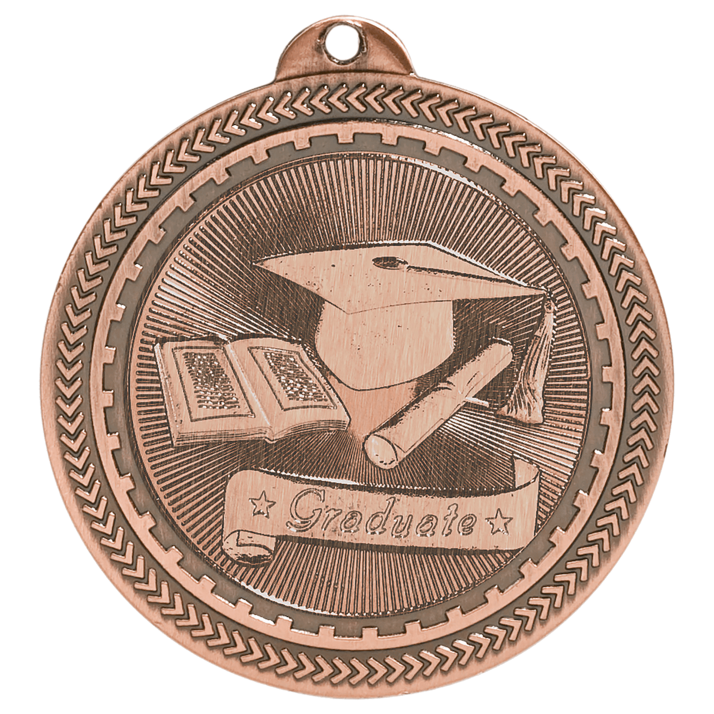 Antique Bronze Graduate Engravable BriteLazer Medal - 2"