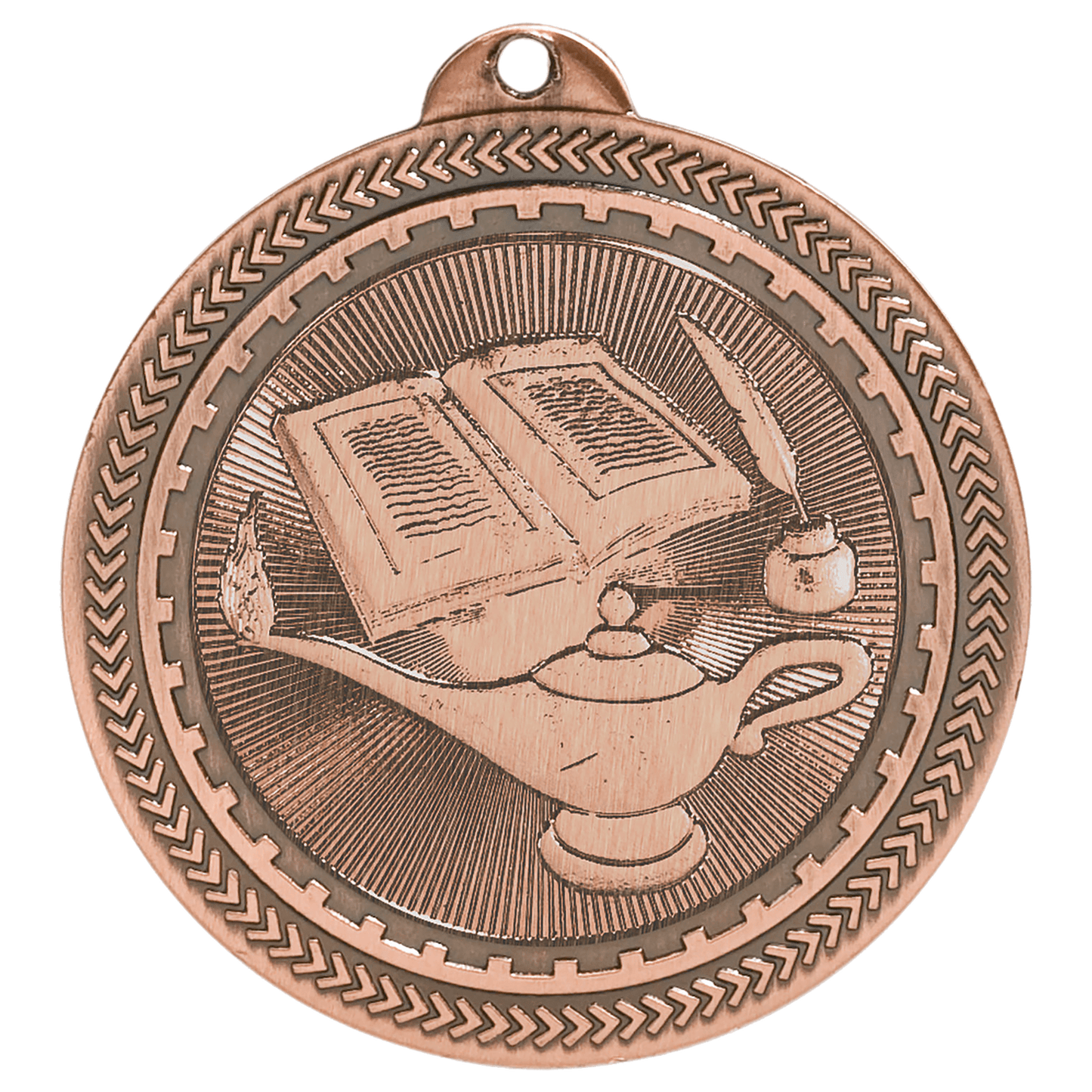 Antique Bronze Lamp of Knowledge Engravable BriteLazer Medal - 2"