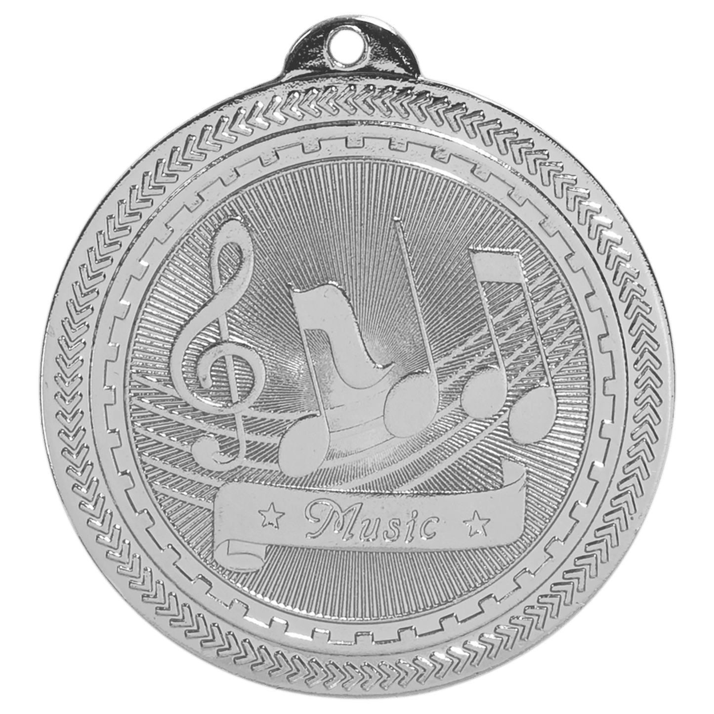 Bright Silver Music Engravable BriteLazer Medal - 2"