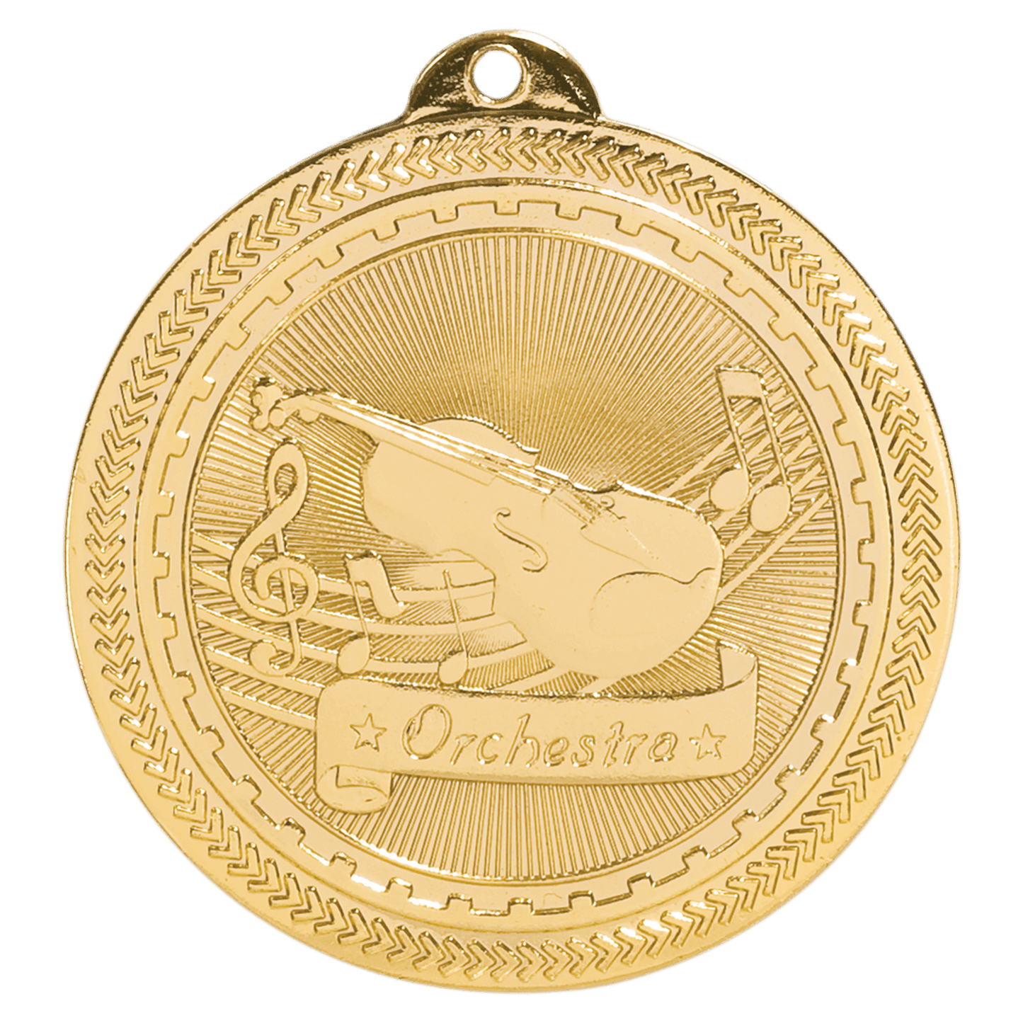 Bright Gold Orchestra Engravable BriteLazer Medal - 2"