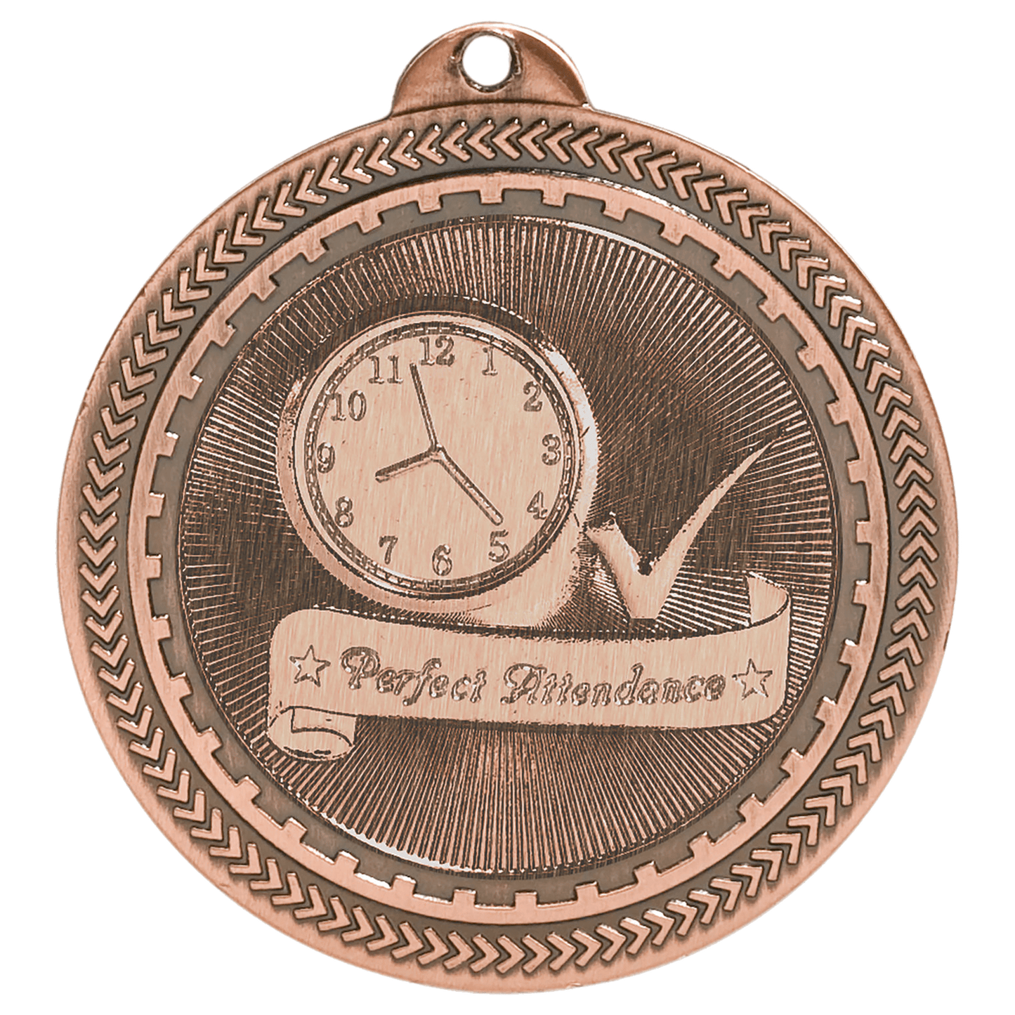 Antique Bronze Perfect Attendance Engravable BriteLazer Medal - 2"