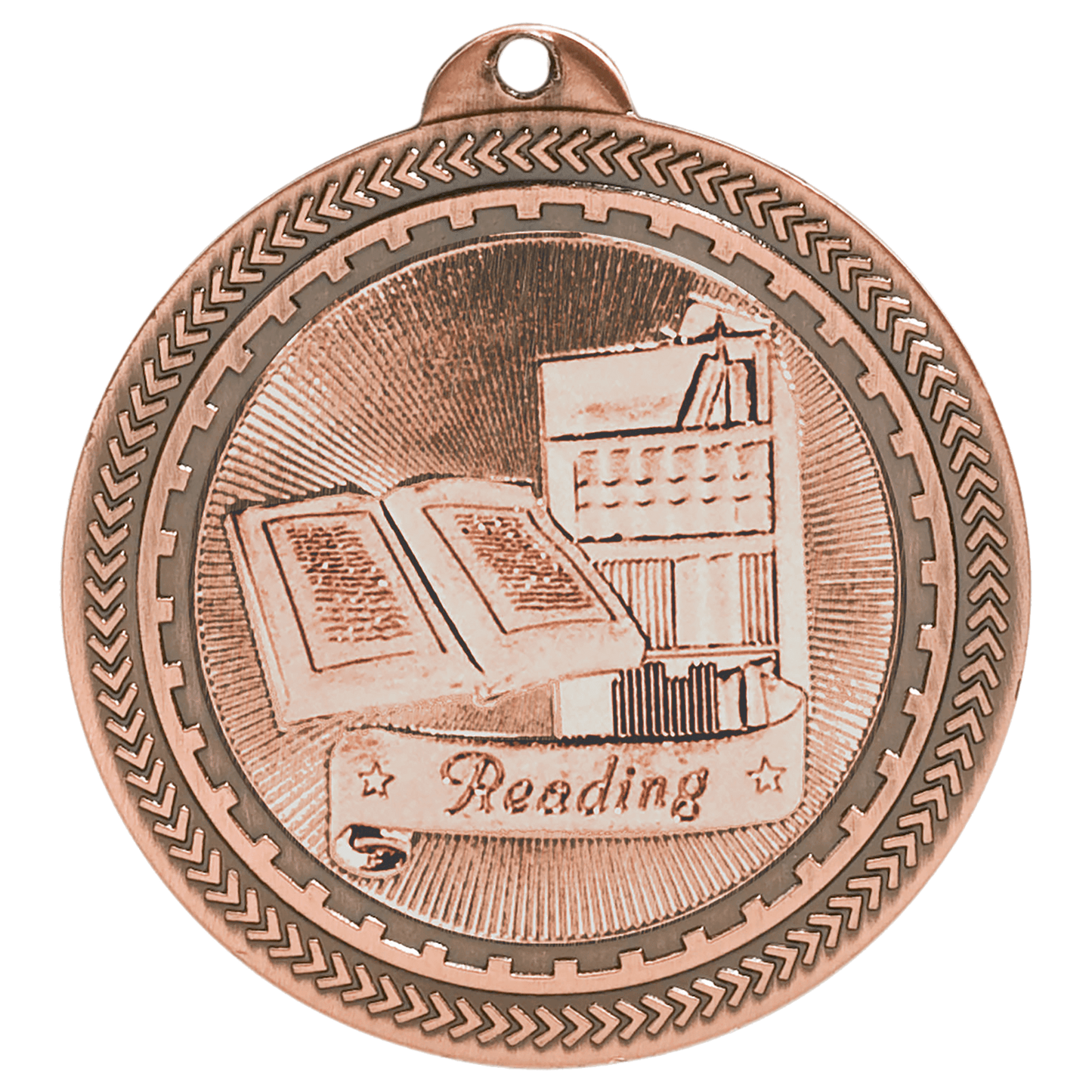 Antique Bronze Reading Engravable BriteLazer Medal - 2"
