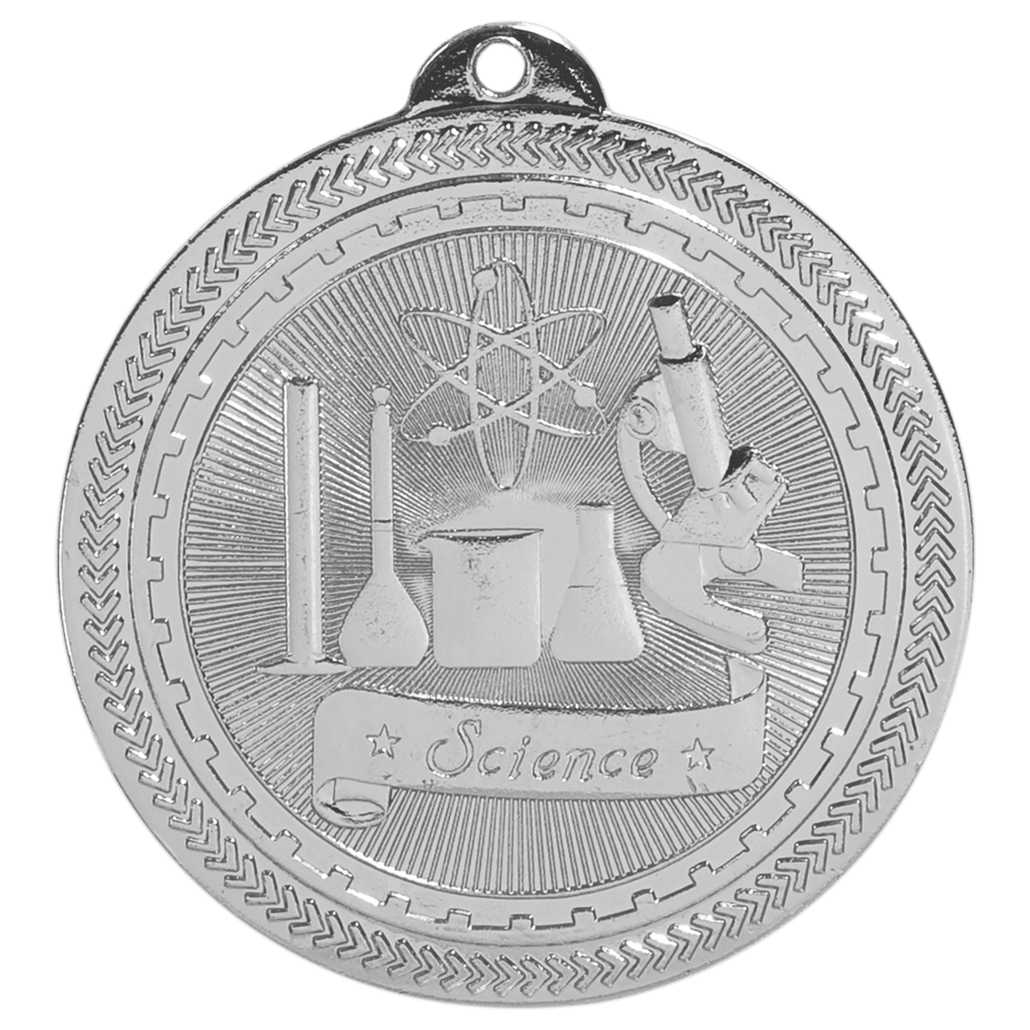 2" Bright Silver Science Laserable BriteLazer Medal