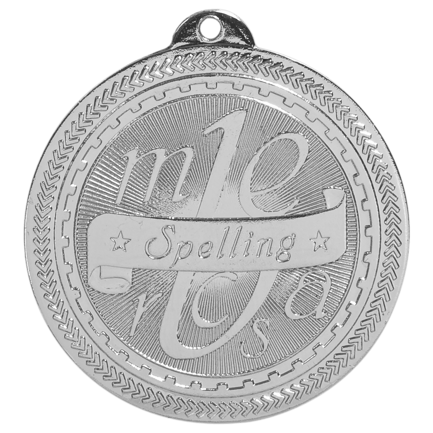 Bright Silver Spelling Engravable BriteLazer Medal - 2"