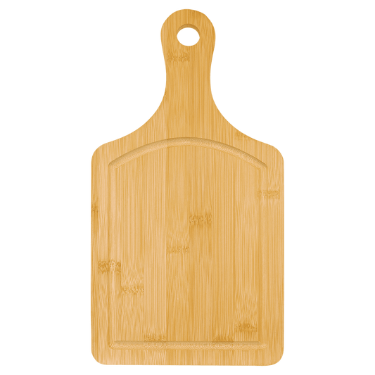 13 1/2" x 7" Bamboo Cutting Board Paddle Shape with Drip Ring