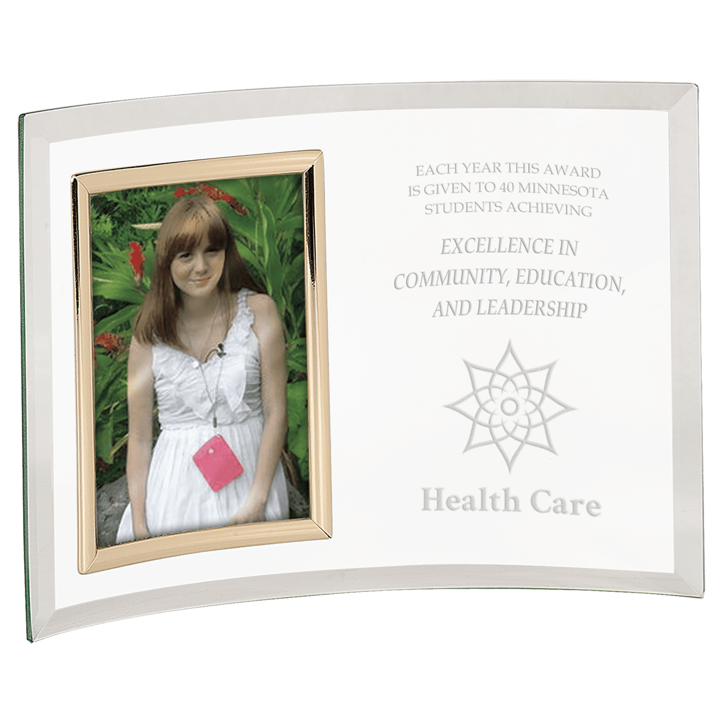 Jade Glass Crescent with 3 1/2" x 5" Picture Frame - 10" x 7"