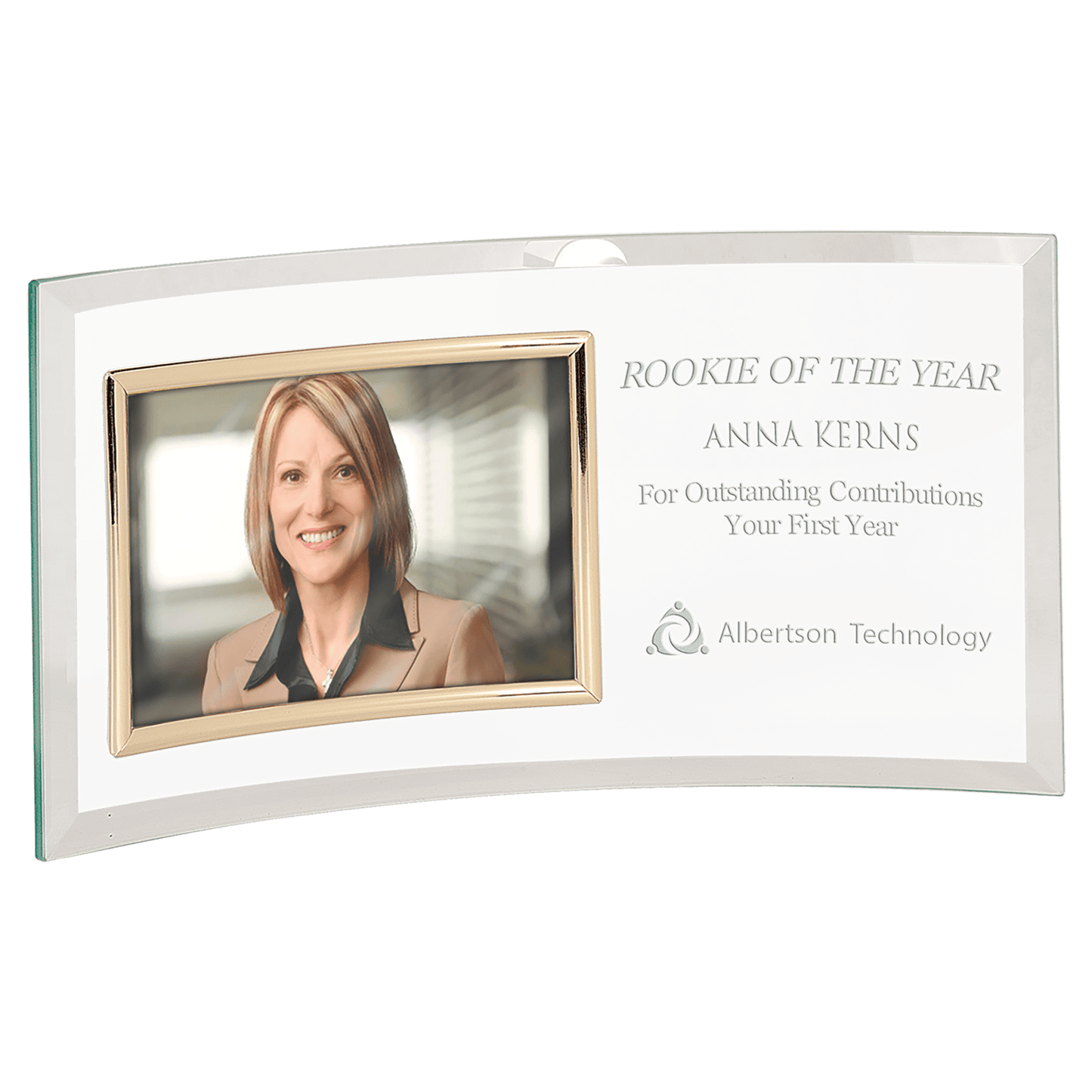 Jade Glass Crescent with 6" x 4" Picture Frame - 12 3/4" x 6 1/2"