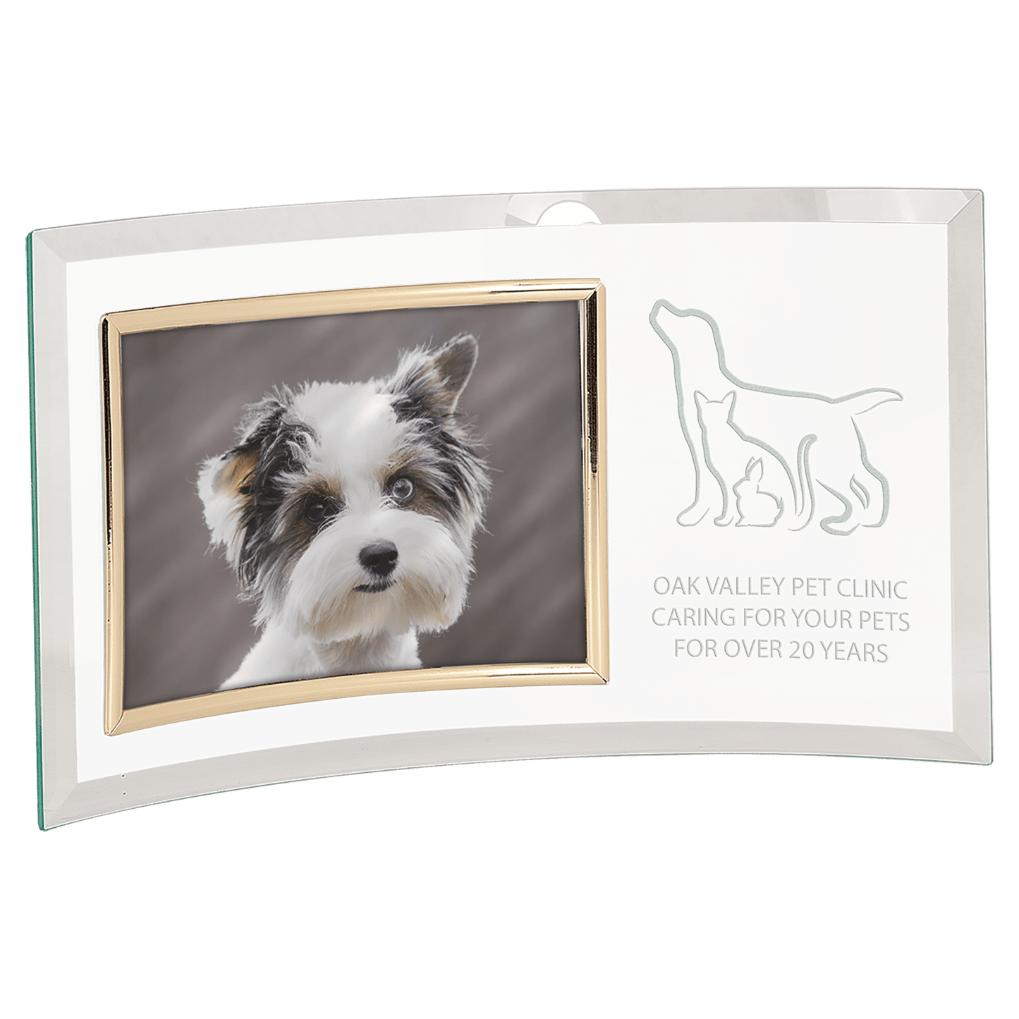Jade Glass Crescent with 7" x 5" Picture Frame - 13" x 7 1/2"