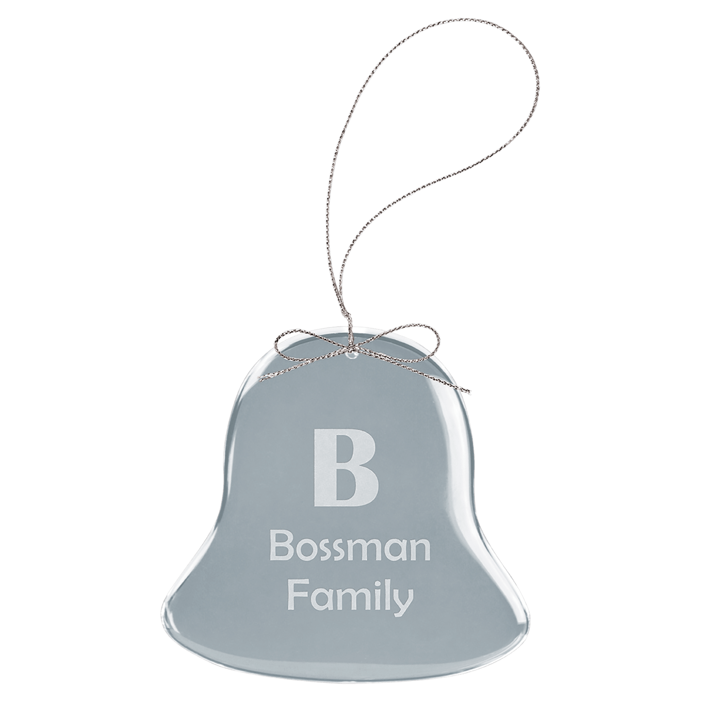 Clear Bell Glass Ornament with Silver String - 3"