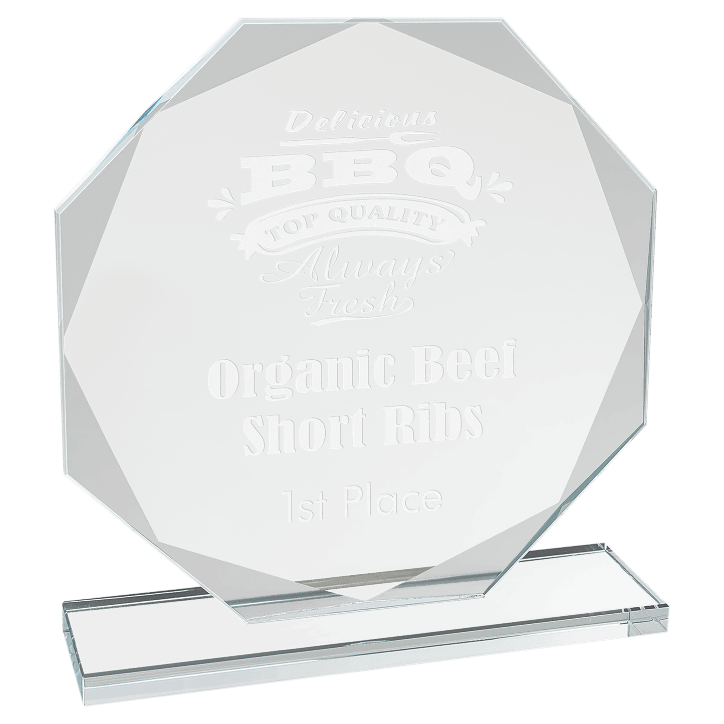 7 1/2" Octagon Clear Glass Award