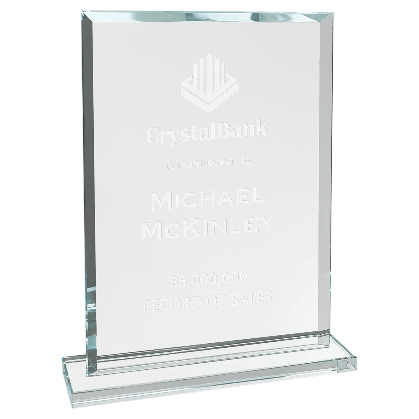 Rectangle Clear Glass Award - 8 1/2"