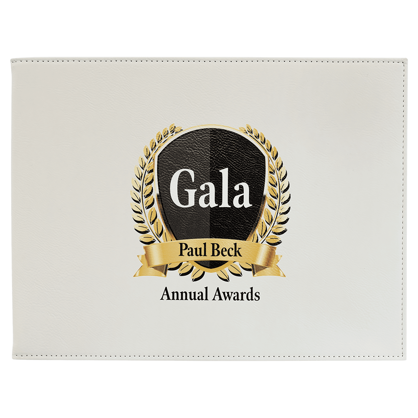 White Engravable Leatherette Certificate Holder - 9" x 12"
