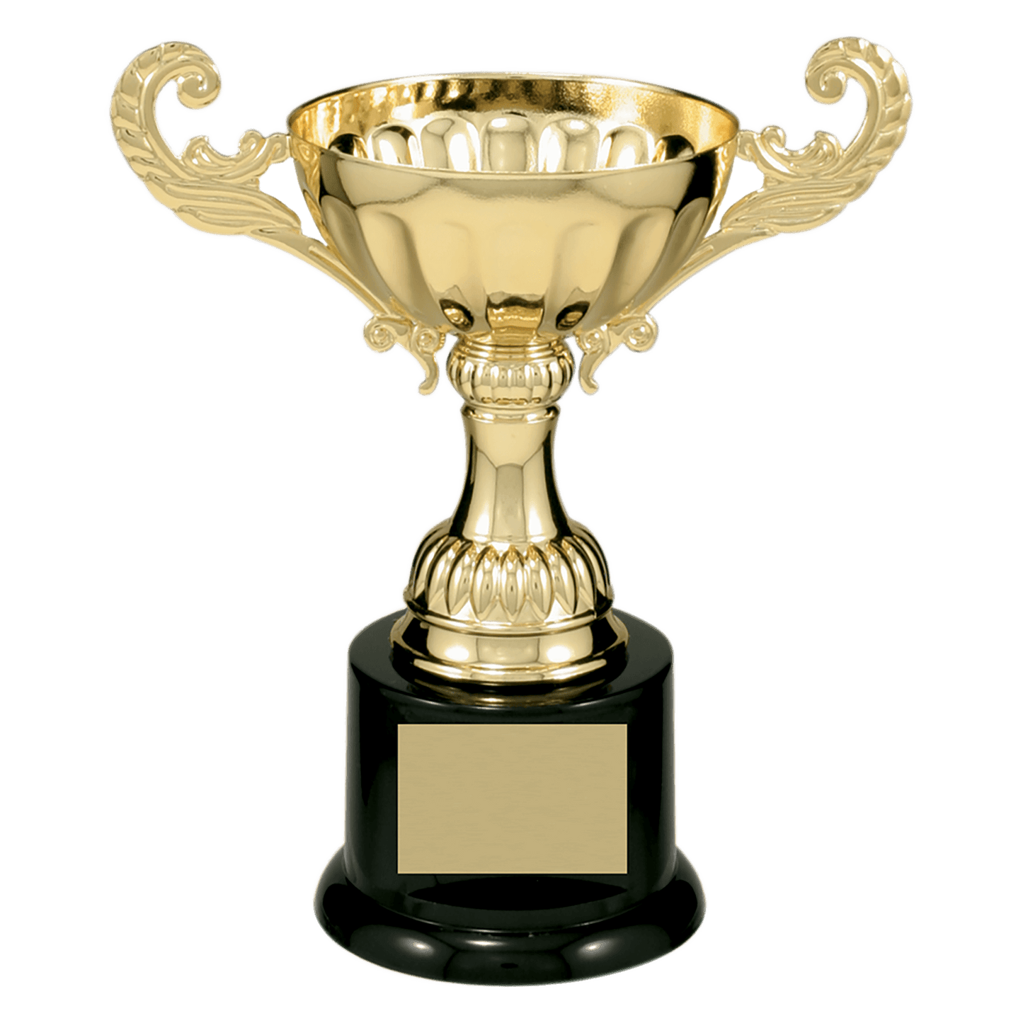 Gold Completed Metal Cup Trophy on Plastic Base - 6 1/2"
