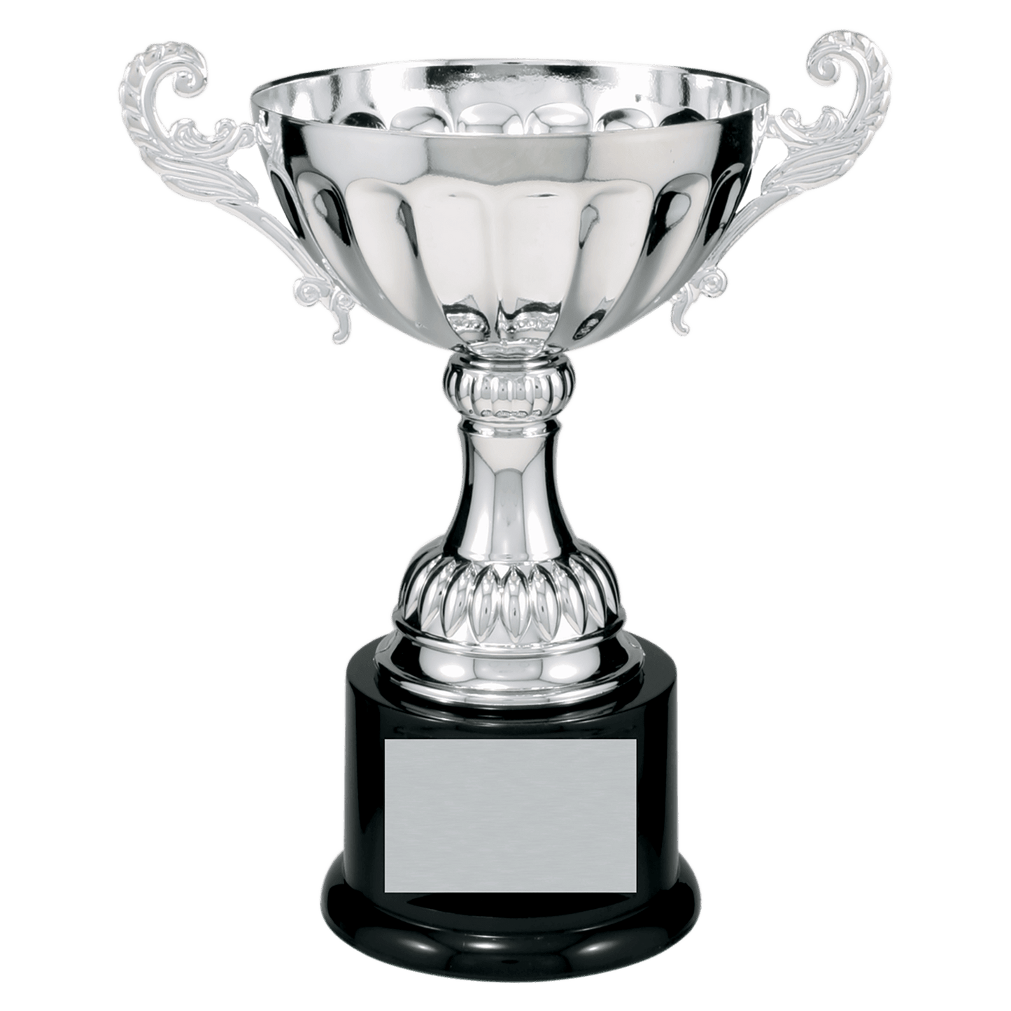 Silver Completed Metal Cup Trophy on Plastic Base - 8 1/2"