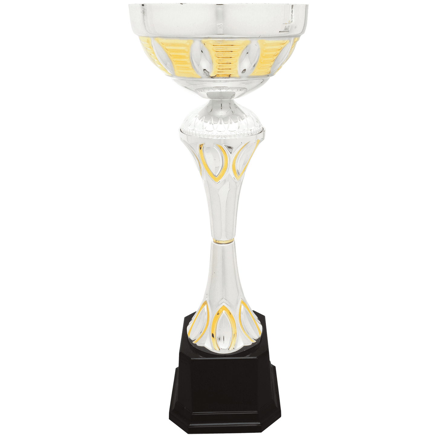 Silver/Gold Completed Metal Cup Trophy on Plastic Base - 15"