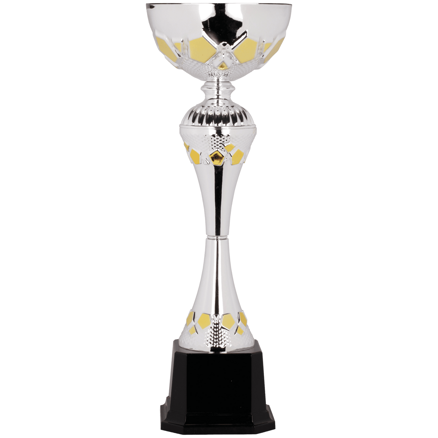 Silver/Gold Completed Metal Cup Trophy on Plastic Base - 16"
