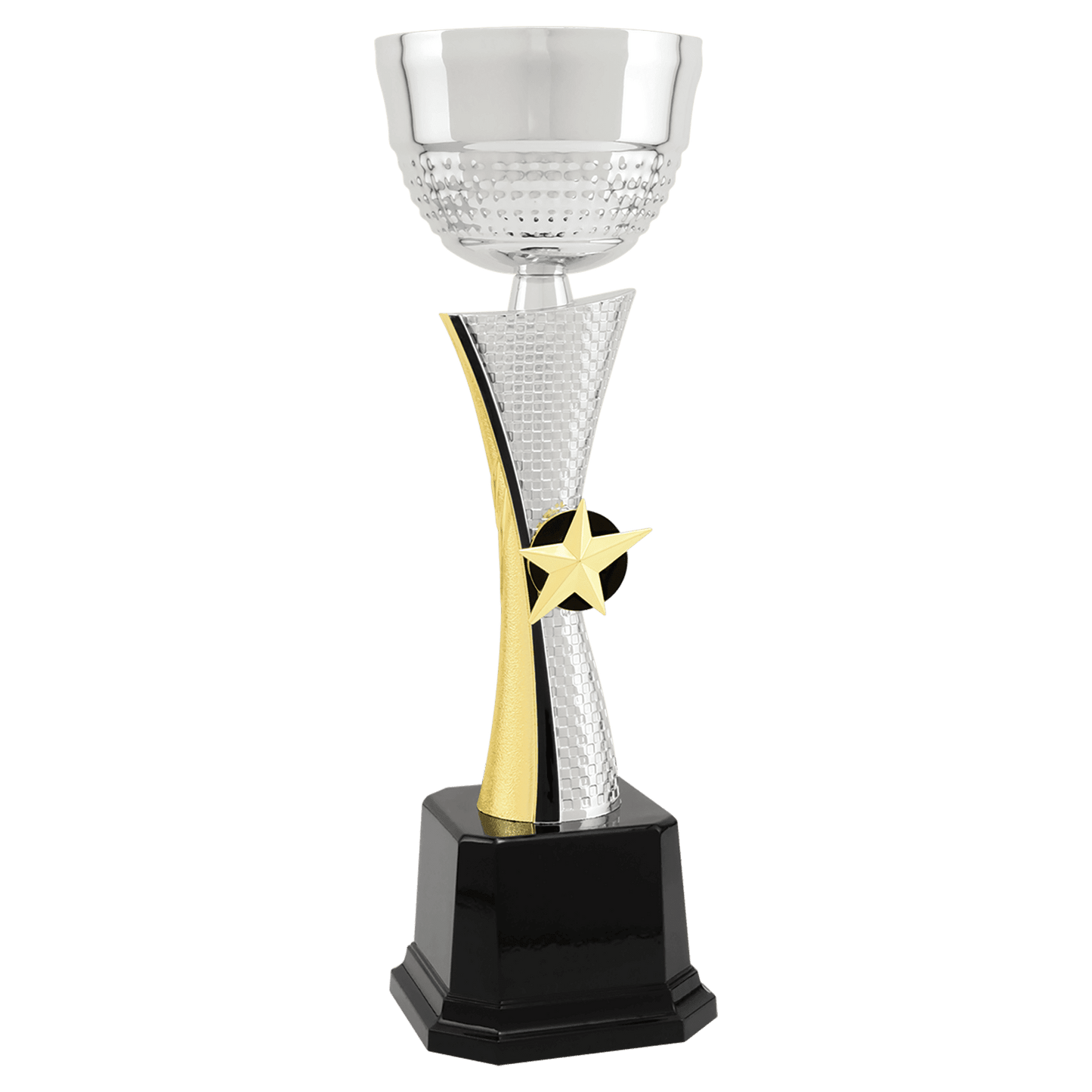 Silver/Gold Textured Completed Metal Cup Trophy - 11 3/4"