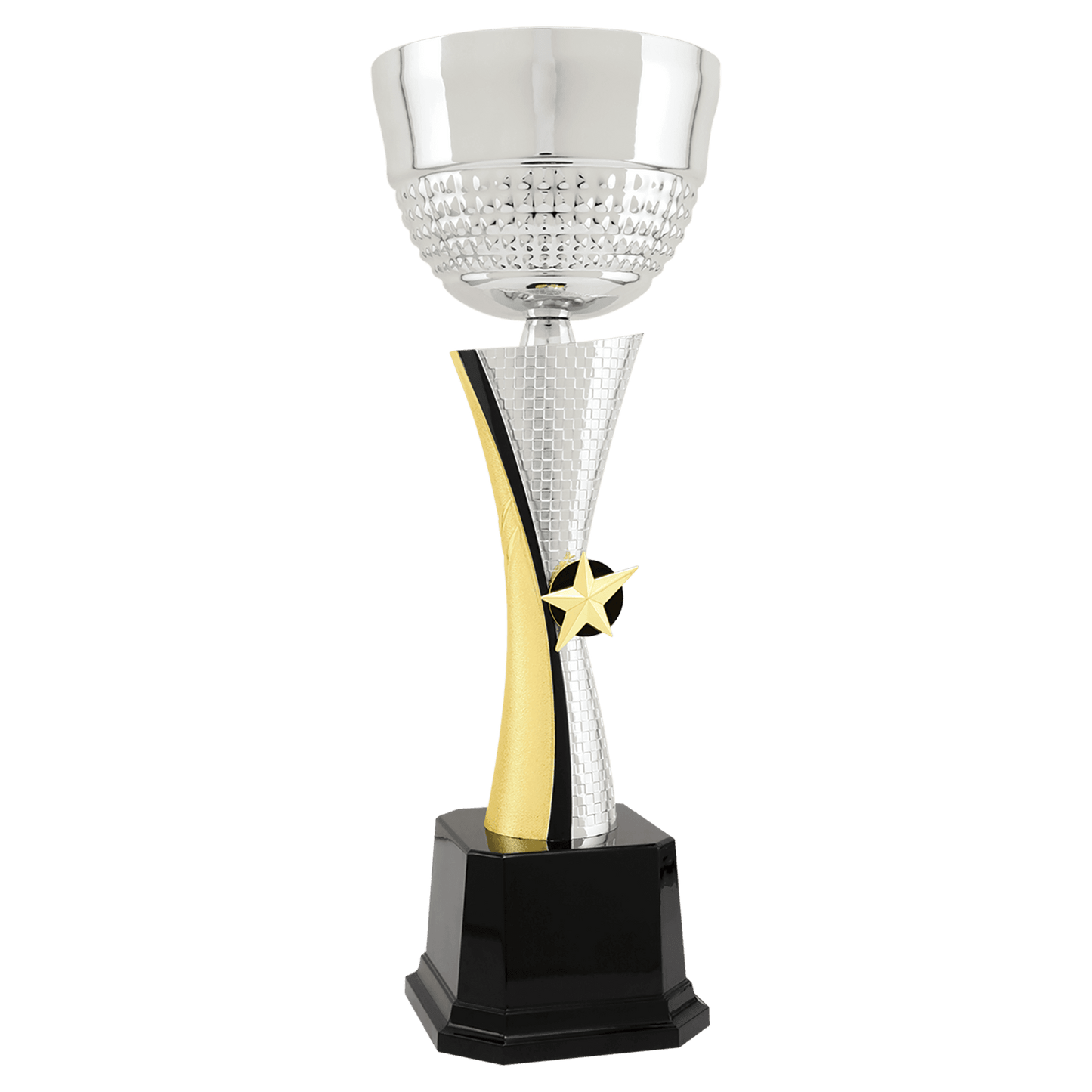 Silver/Gold Textured Completed Metal Cup Trophy - 15"