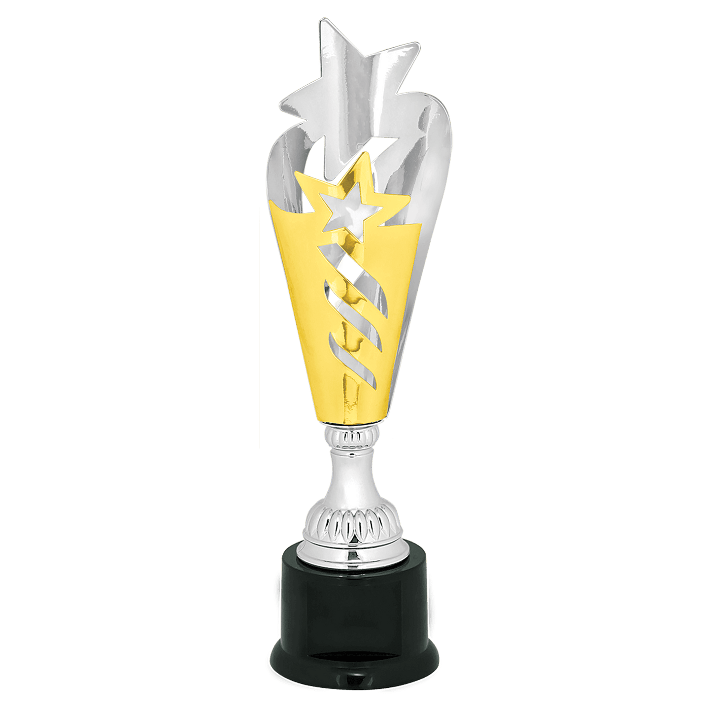 Silver & Gold Star Completed Metal Cup Trophy on Plastic Base - 14"