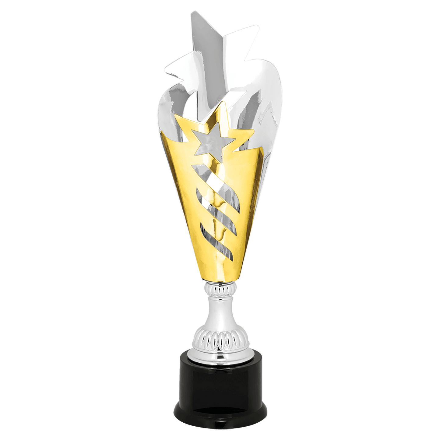 Silver & Gold Star Completed Metal Cup Trophy on Plastic Base - 17 3/4"