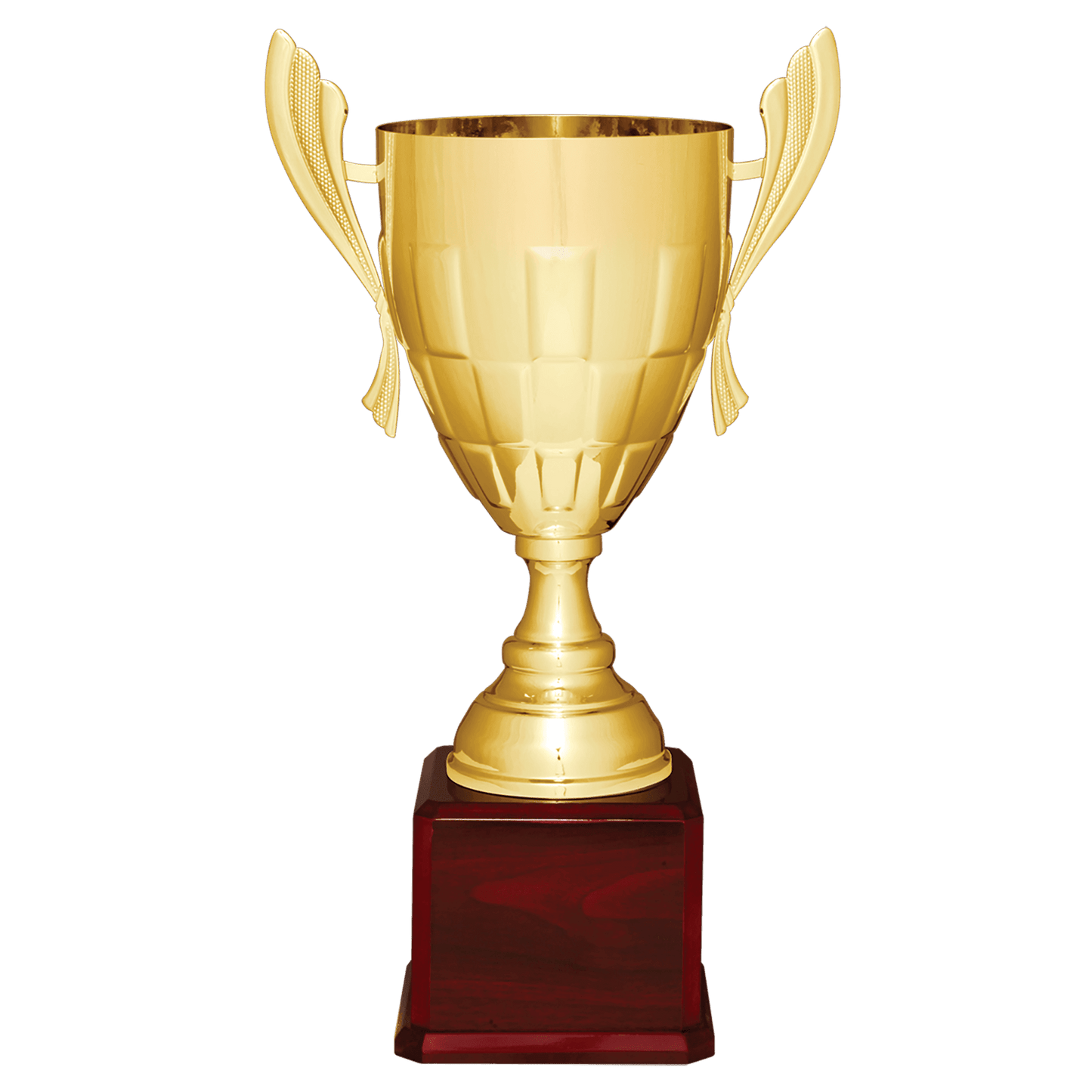 Gold Completed Metal Cup Trophy on Rosewood Royal Piano Finish Base - 22"