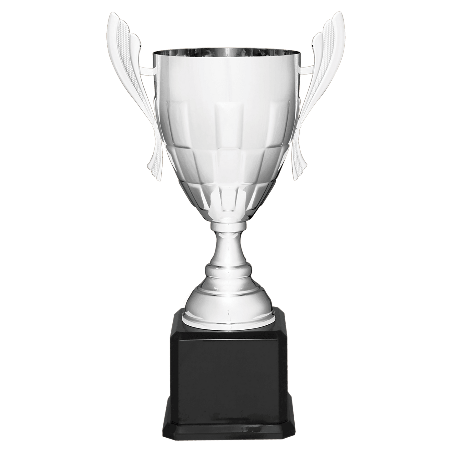 Silver Completed Metal Cup Trophy on Black Royal Piano Finish Base - 22"